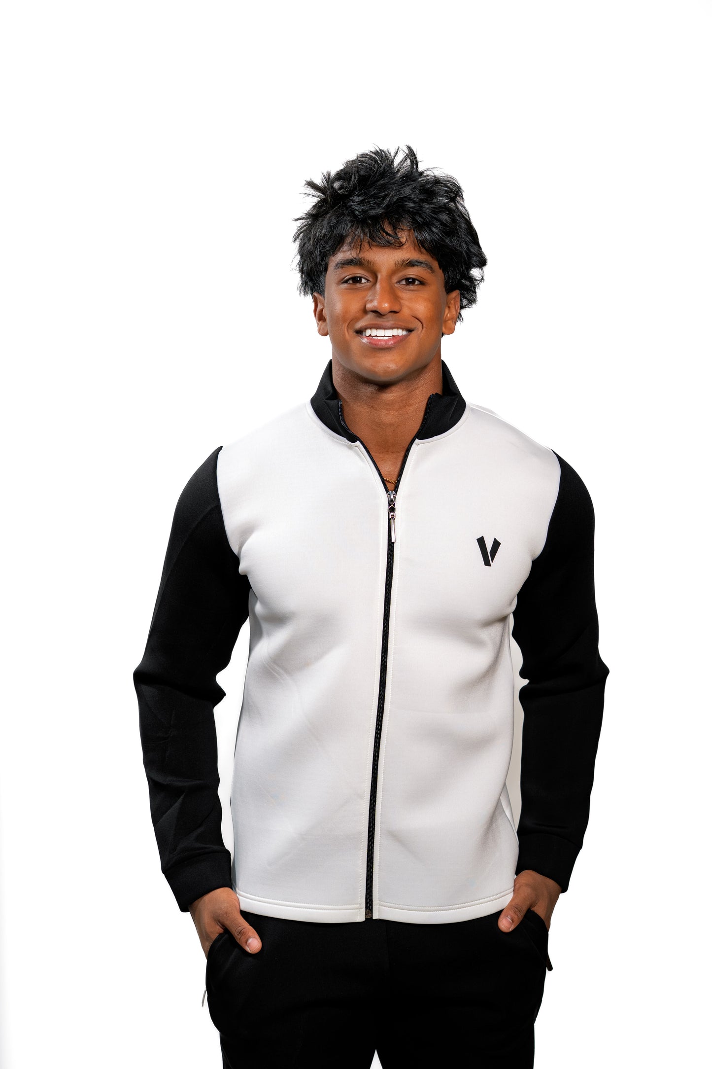 Valnti White Zip-Up Jacket for Sports & Casual Wear