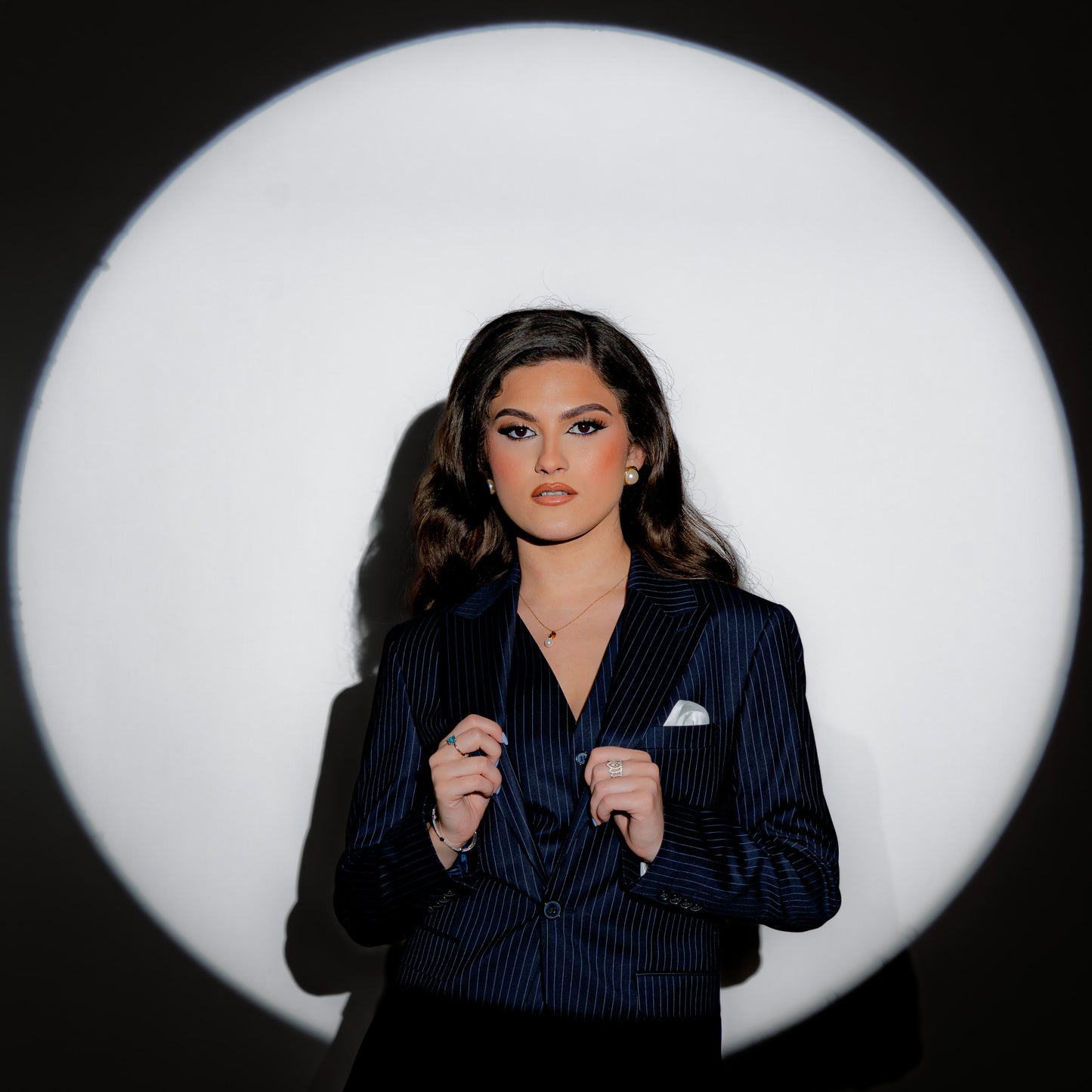 Navy Pinstripe Suit for Women