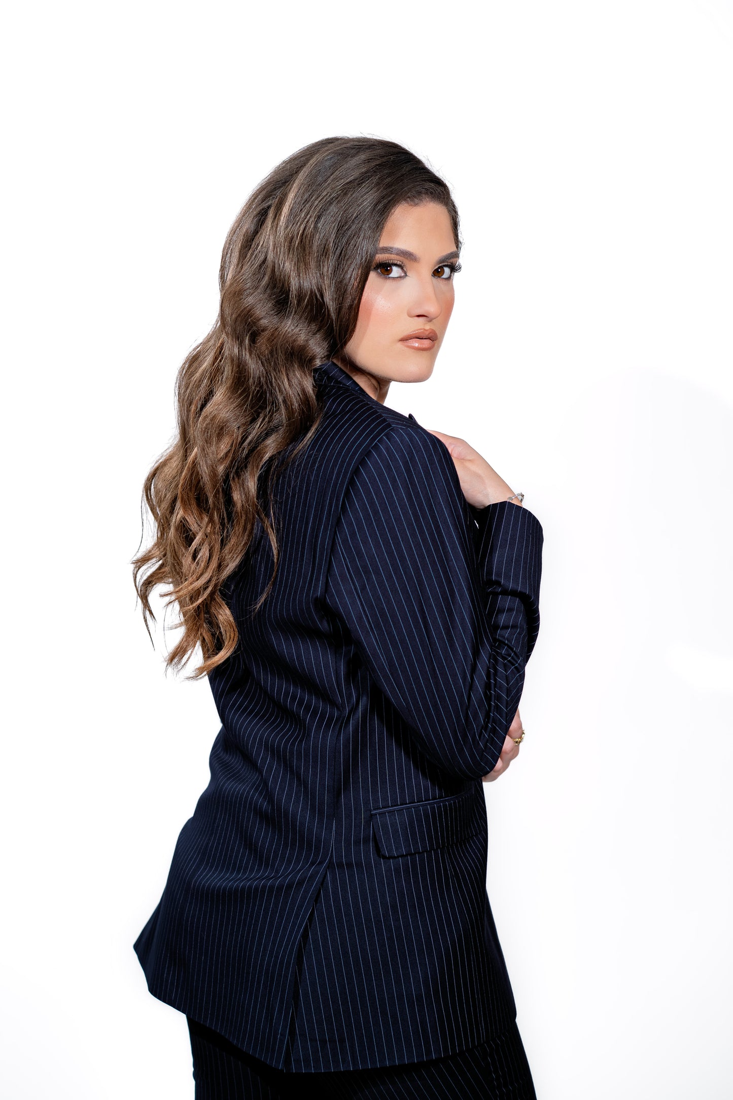 Navy Pinstripe Suit for Women