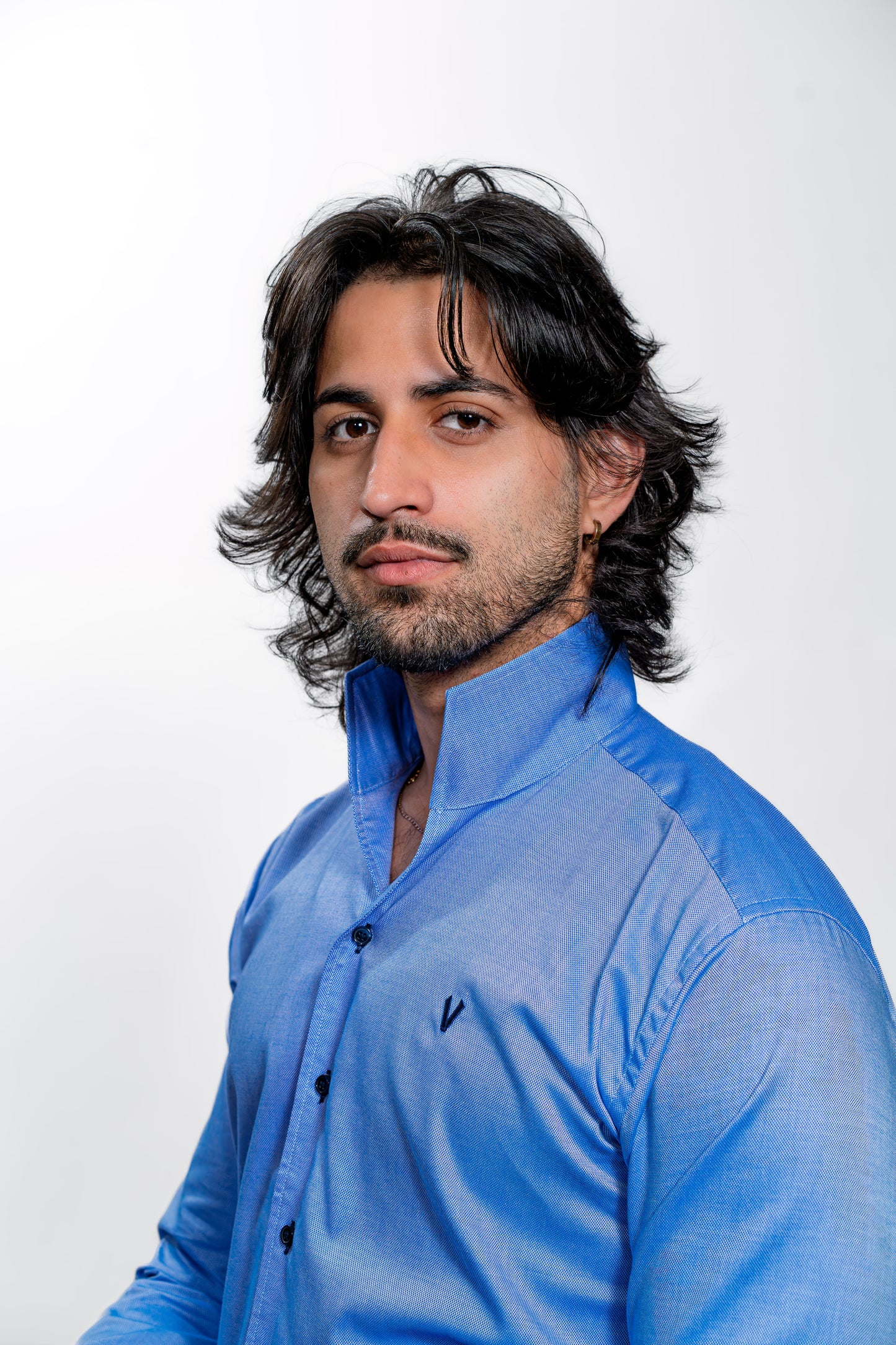 Valnti Men’s Blue Fly Collar Shirt – Stylish Casual & Formal Wear