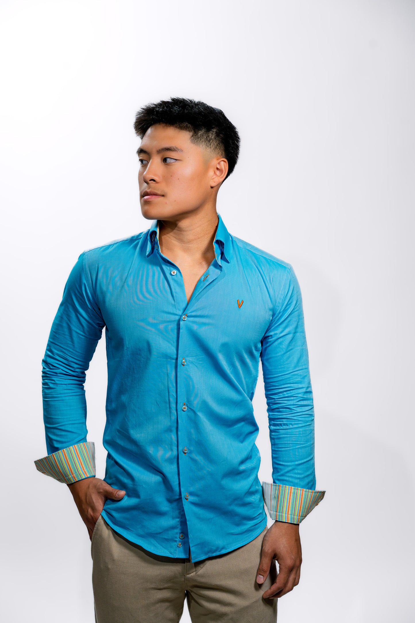 Valnti Breeze Blue Slim Fit Button-Up Dress Shirt