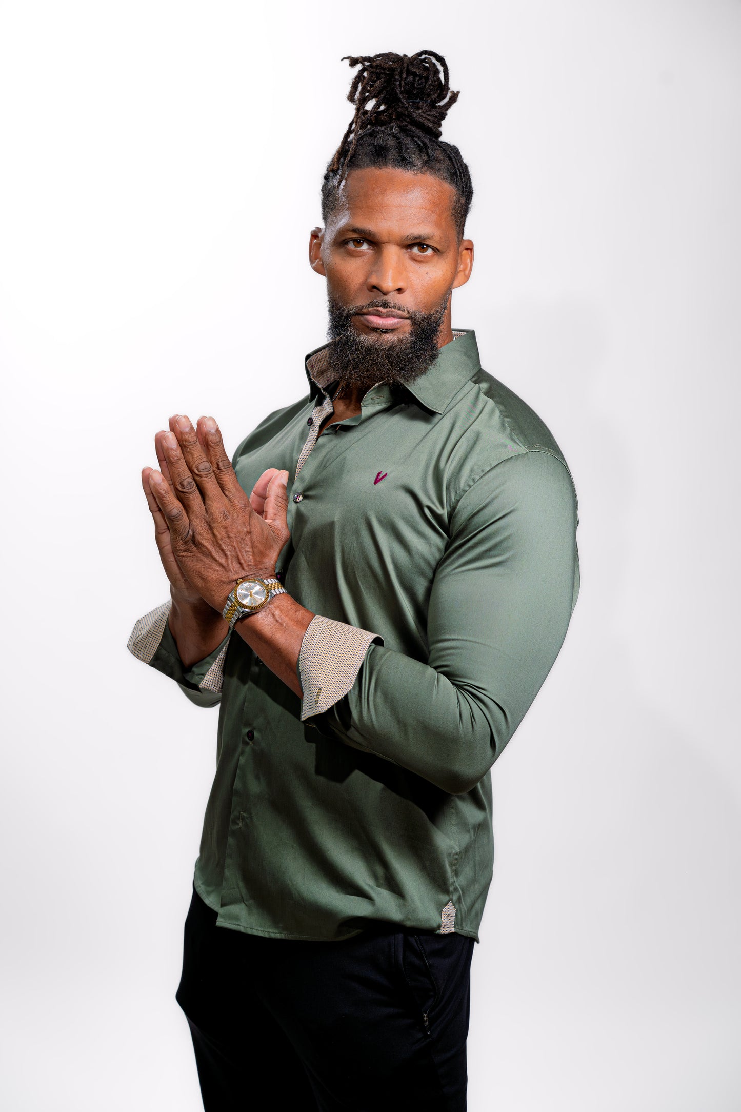 Men’s Olive Green Luxury Party Wear Shirt