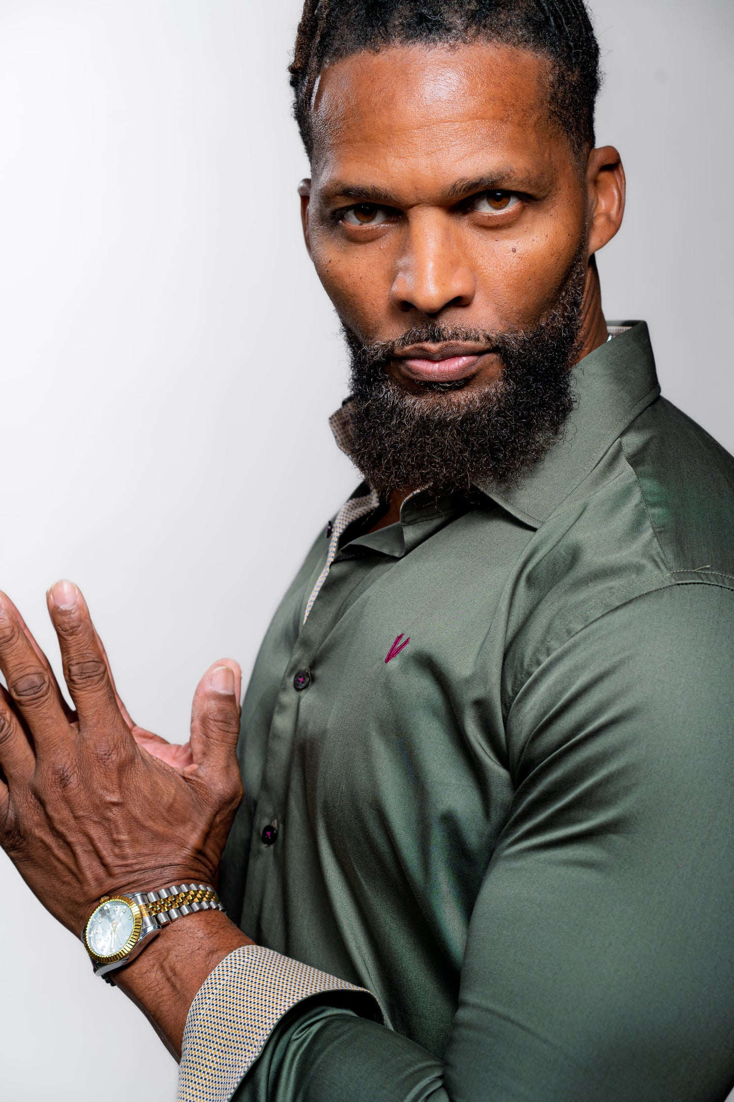 Men’s Olive Green Luxury Party Wear Shirt
