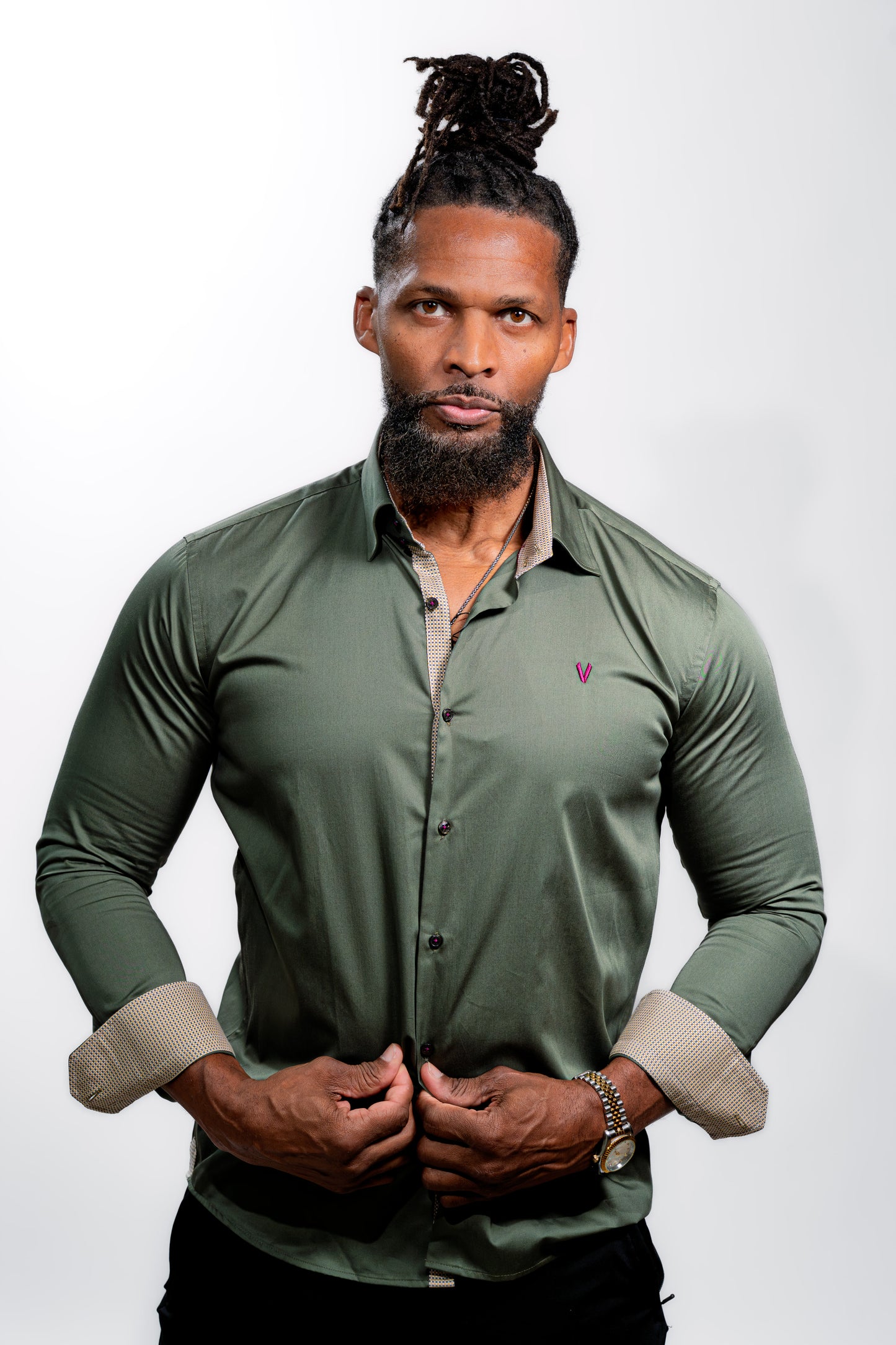Men’s Olive Green Luxury Party Wear Shirt