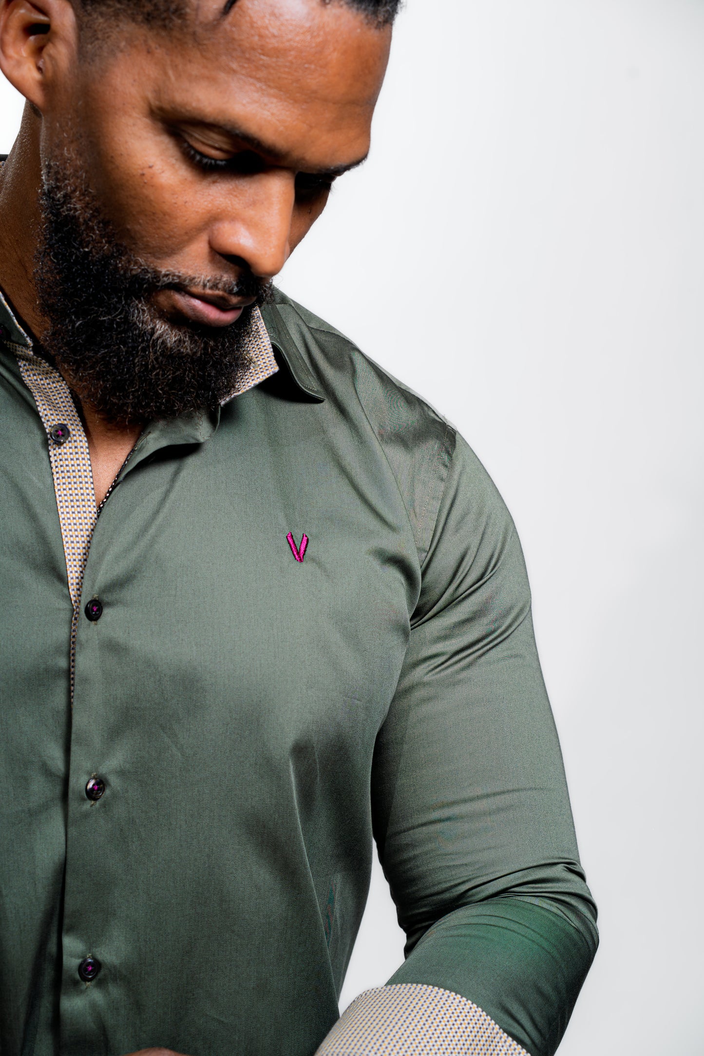 Men’s Olive Green Luxury Party Wear Shirt