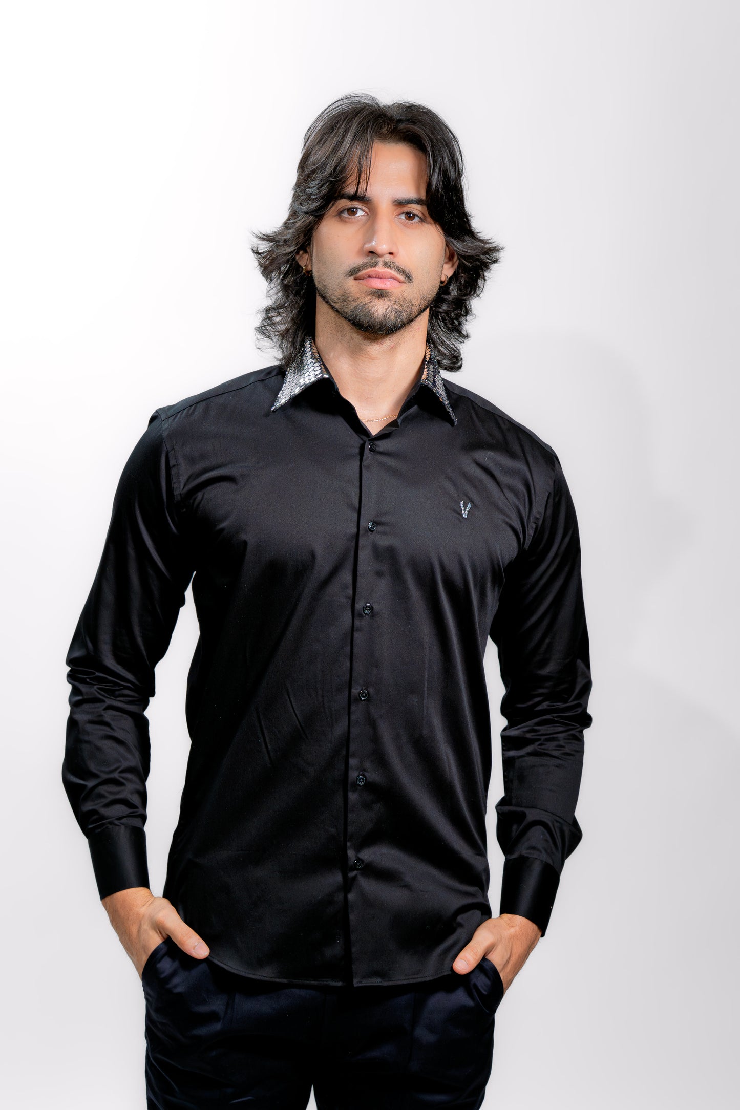 Men’s Black Satin Luxury Wedding Shirt