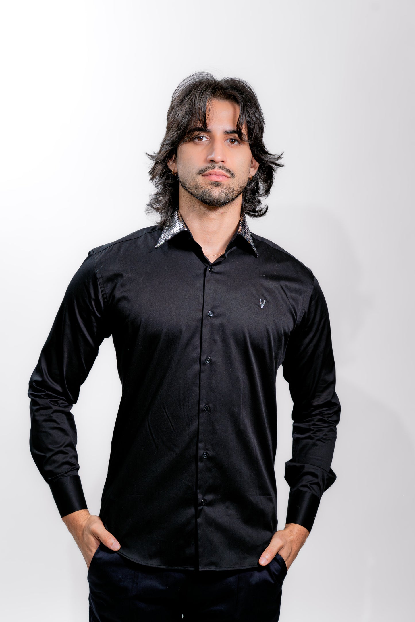 Men’s Black Satin Luxury Wedding Shirt