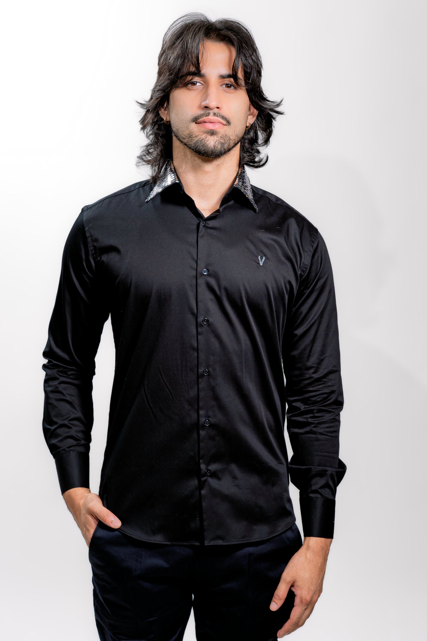 Men’s Black Satin Luxury Wedding Shirt