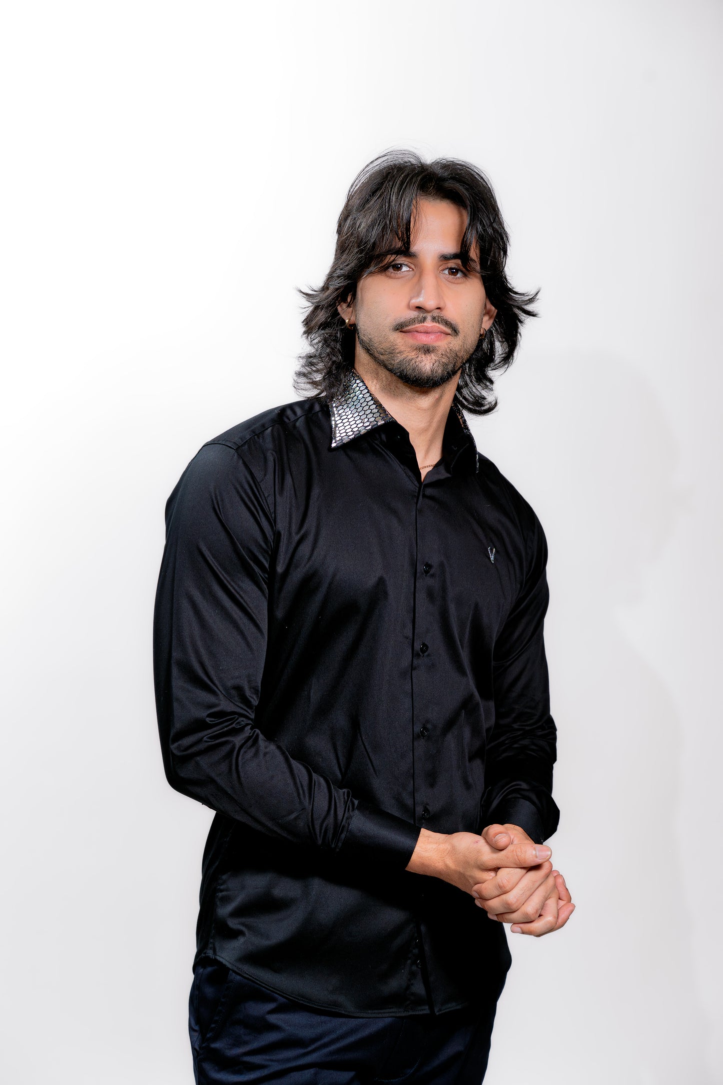 Men’s Black Satin Luxury Wedding Shirt