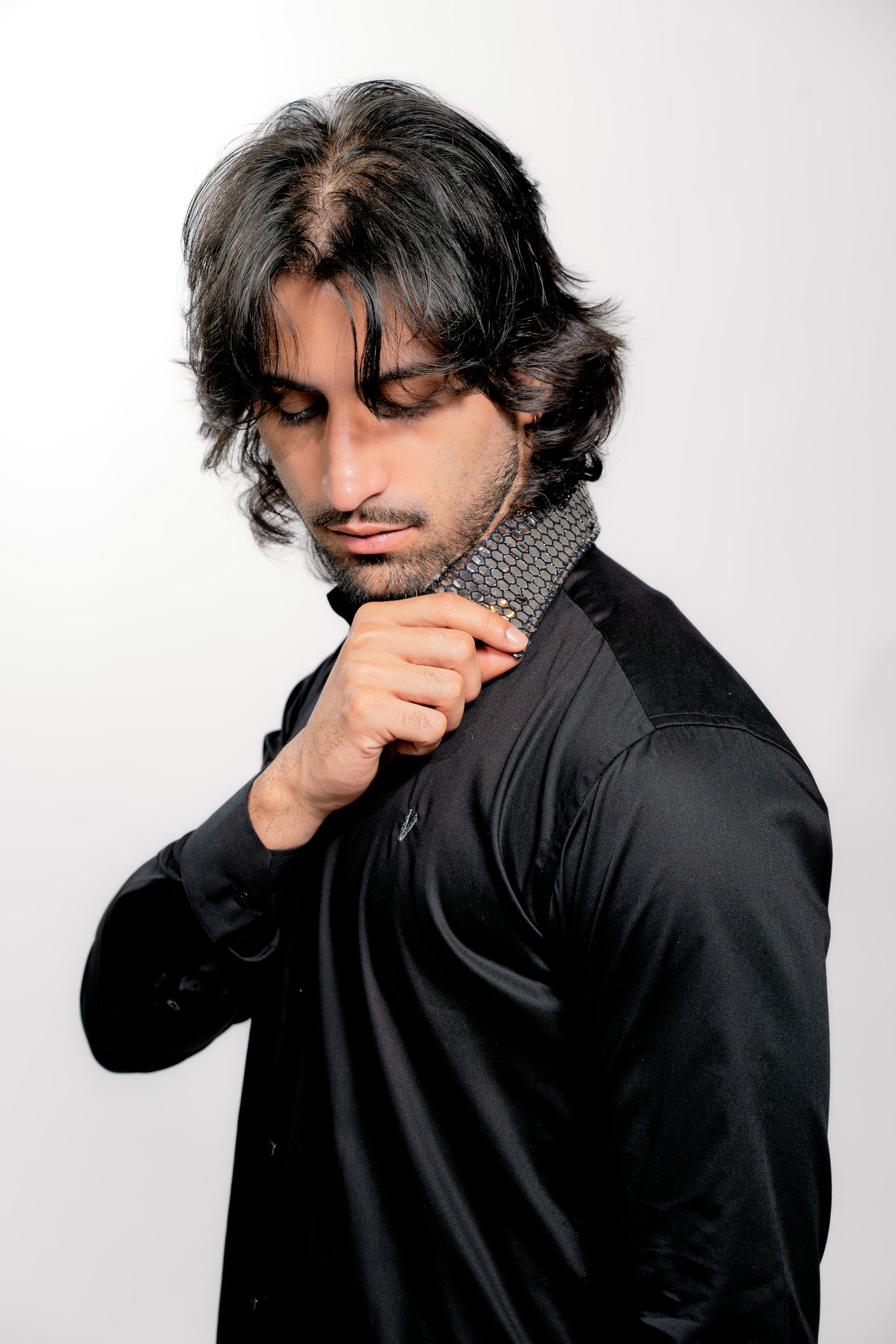 Men’s Black Satin Luxury Wedding Shirt