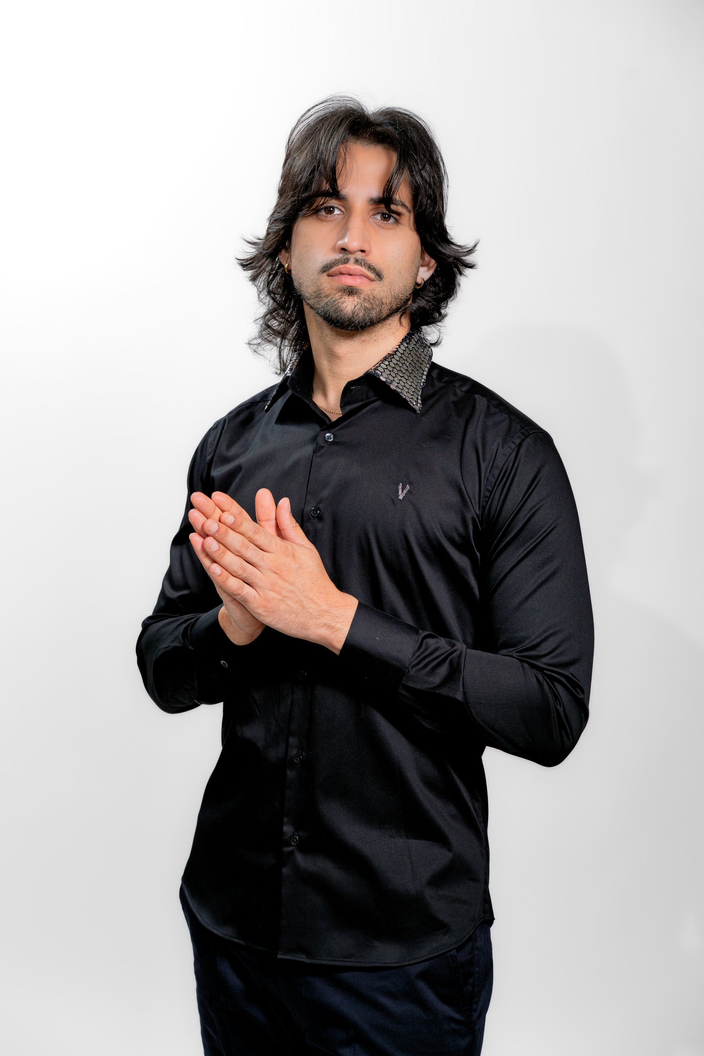 Men’s Black Satin Luxury Wedding Shirt