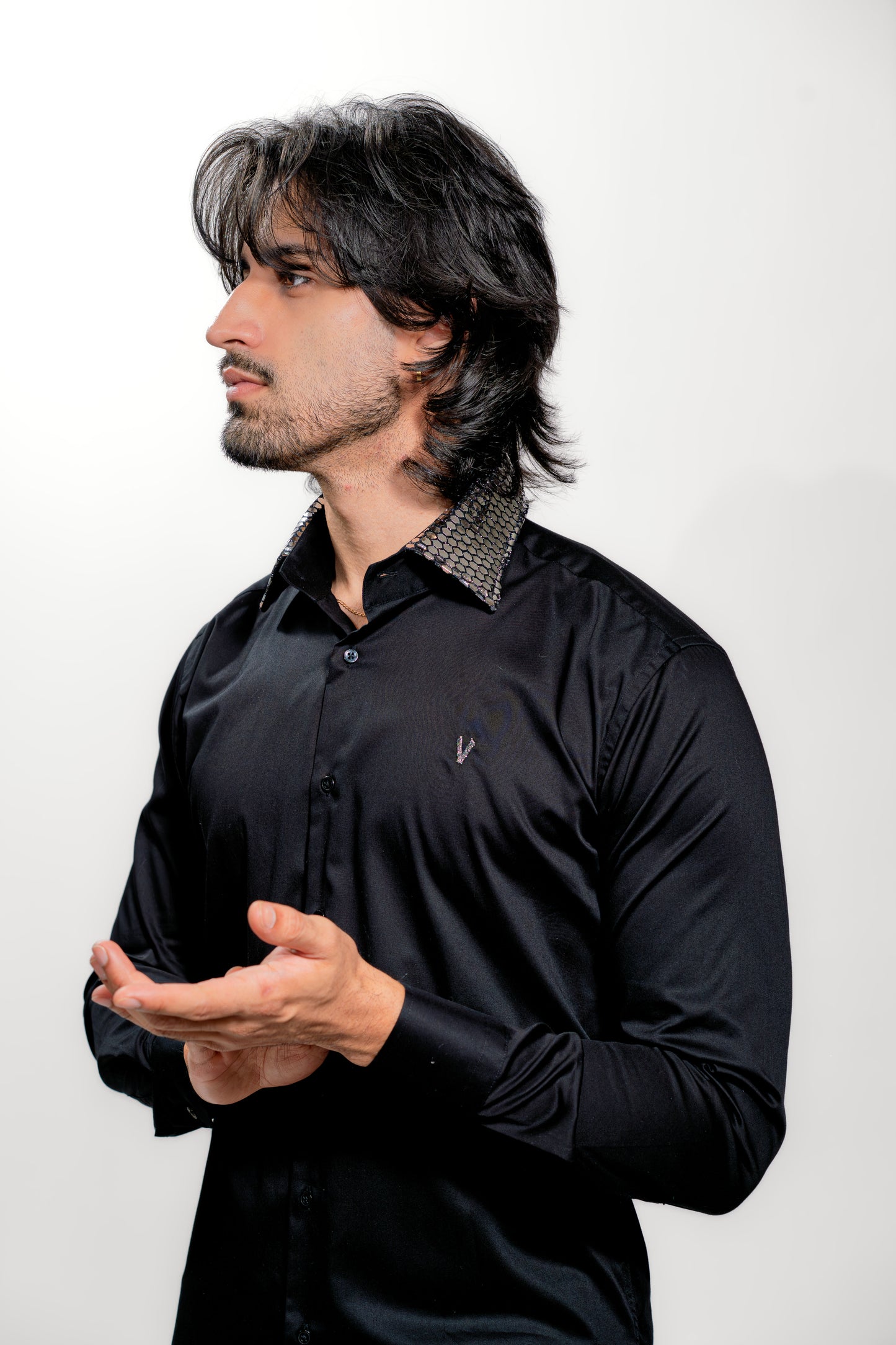 Men’s Black Satin Luxury Wedding Shirt