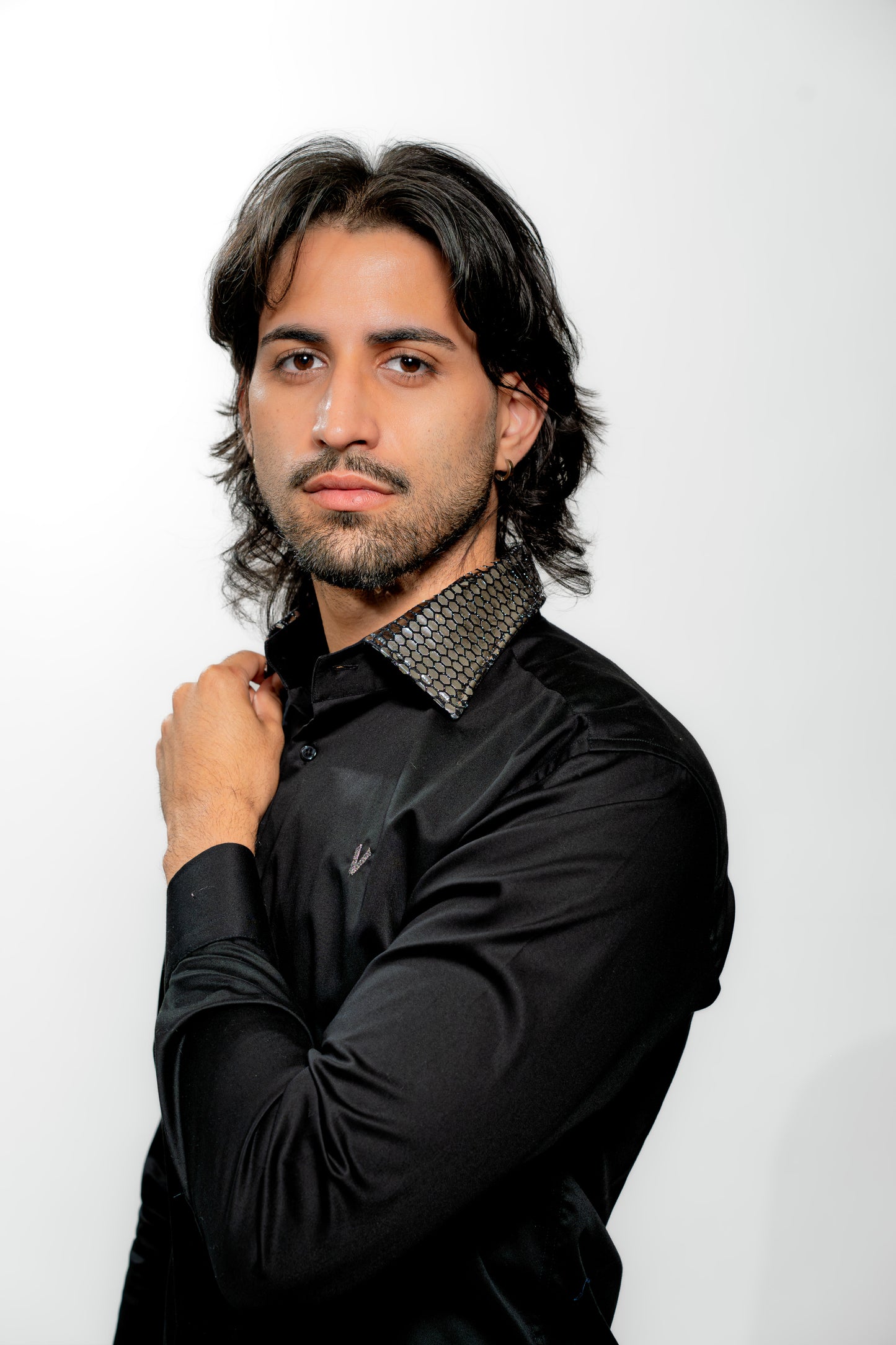 Men’s Black Satin Luxury Wedding Shirt