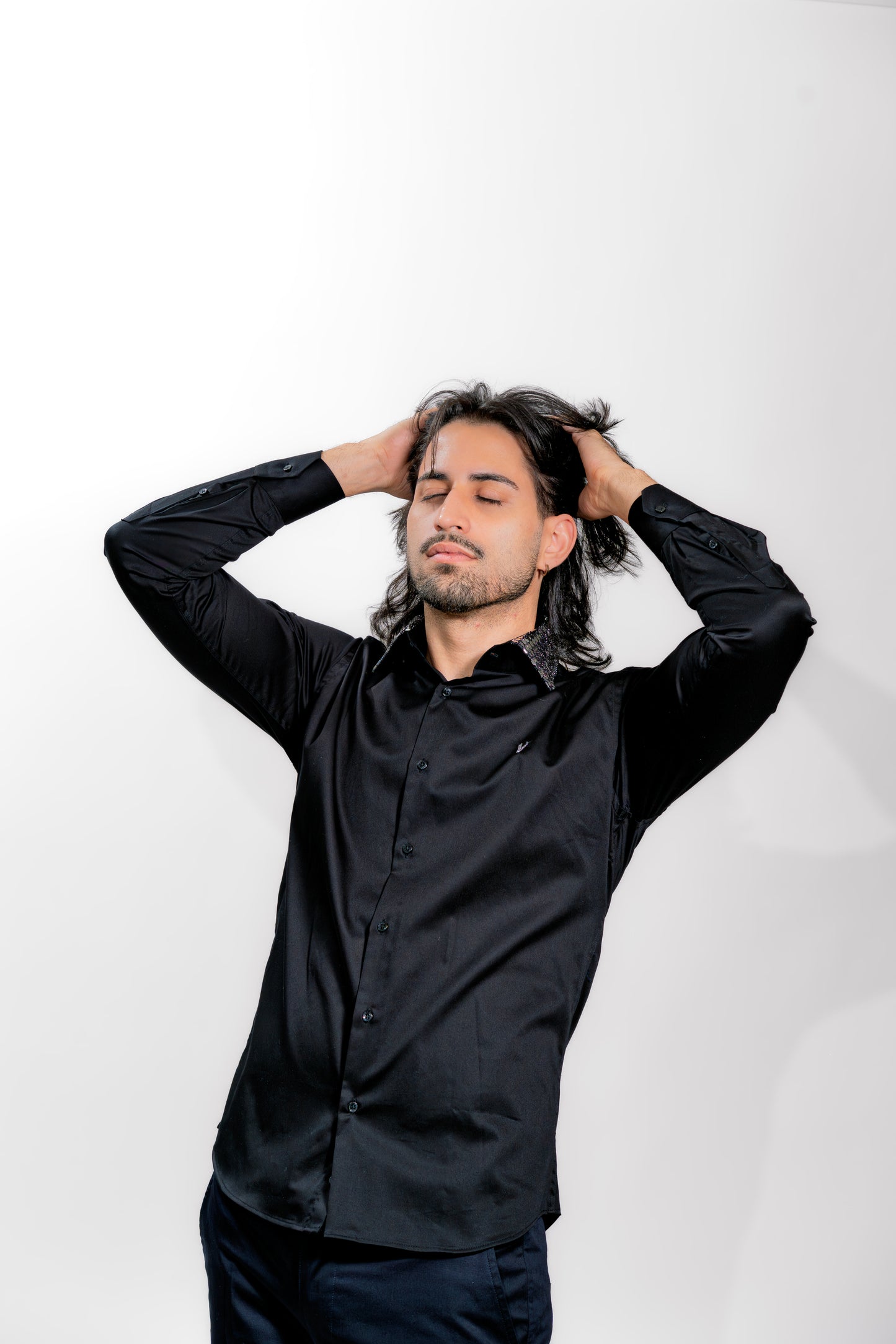Men’s Black Satin Luxury Wedding Shirt