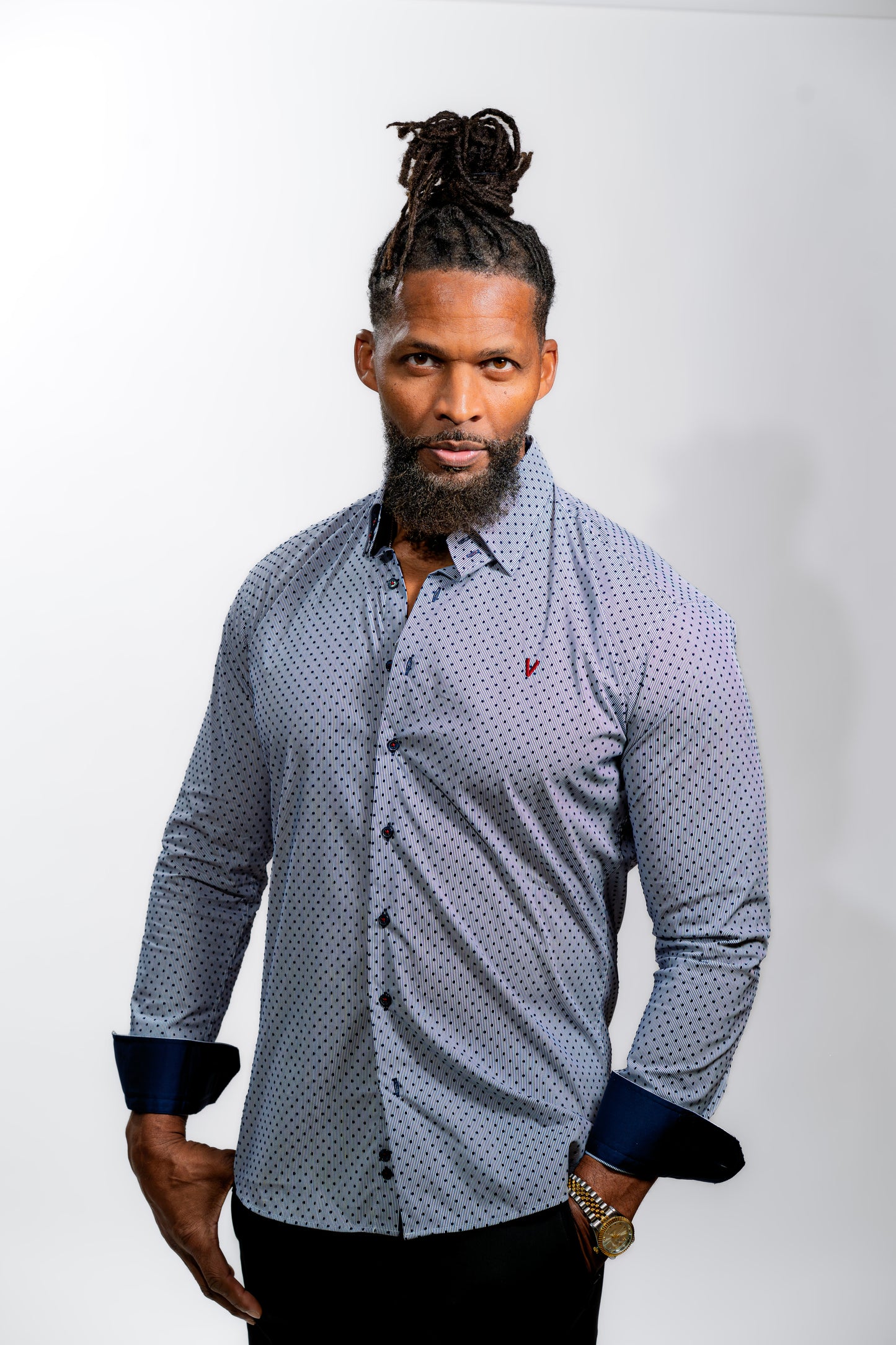 Men’s White Micro Print Boardroom Dress Shirt