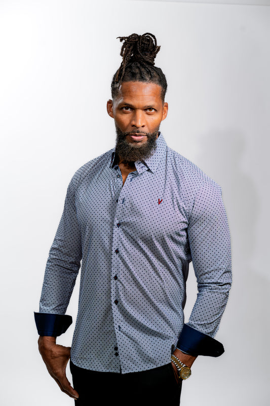 Men’s White Micro Print Boardroom Dress Shirt