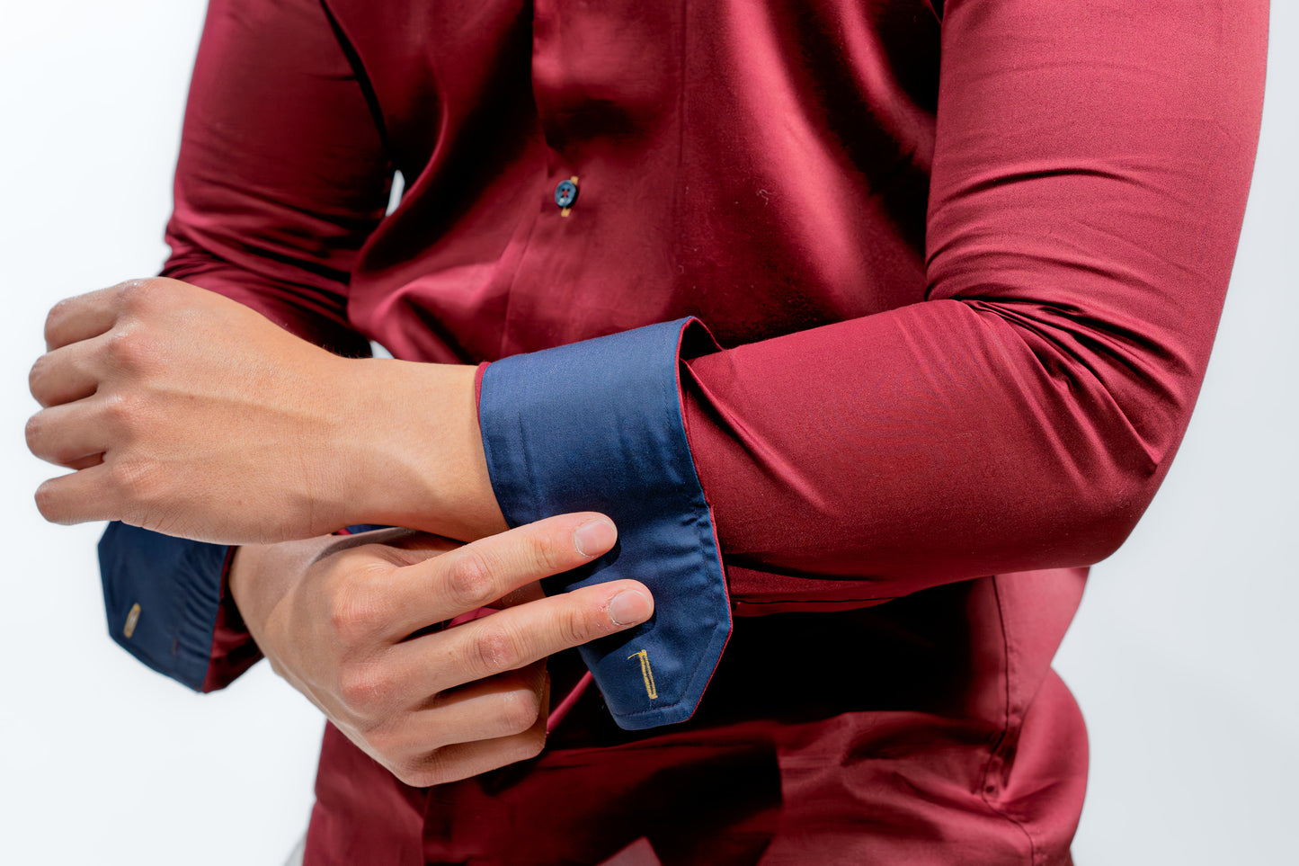 Men’s Burgundy Satin Wedding Party Shirt