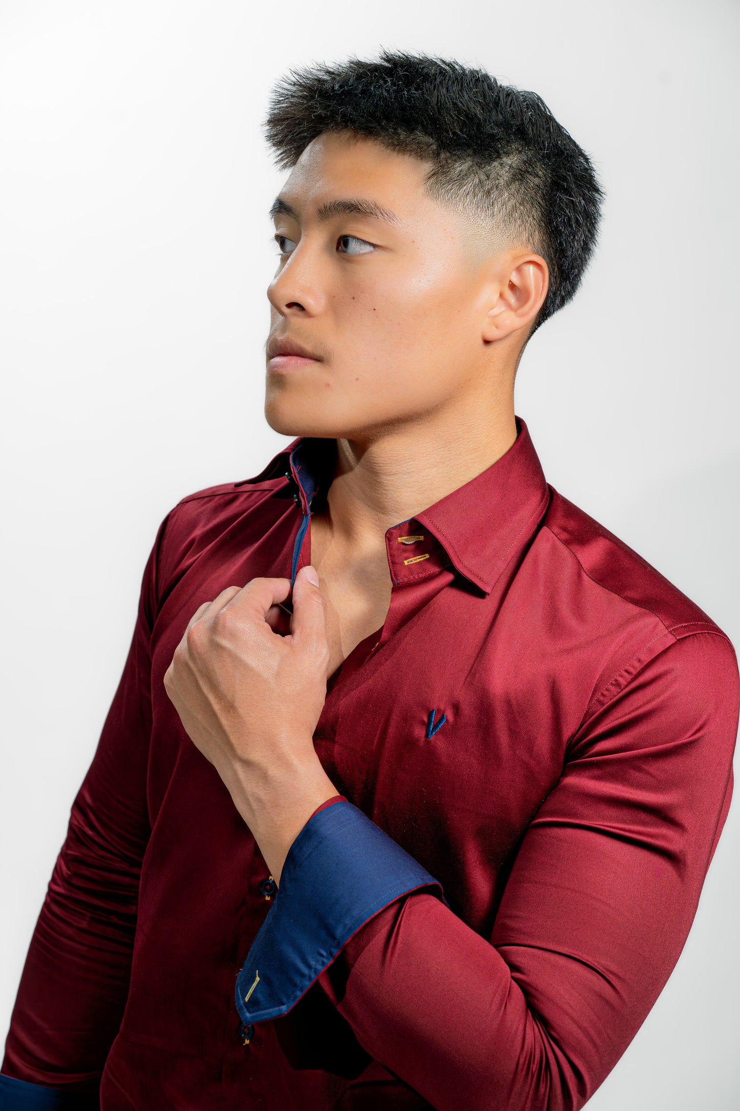 Men’s Burgundy Satin Wedding Party Shirt