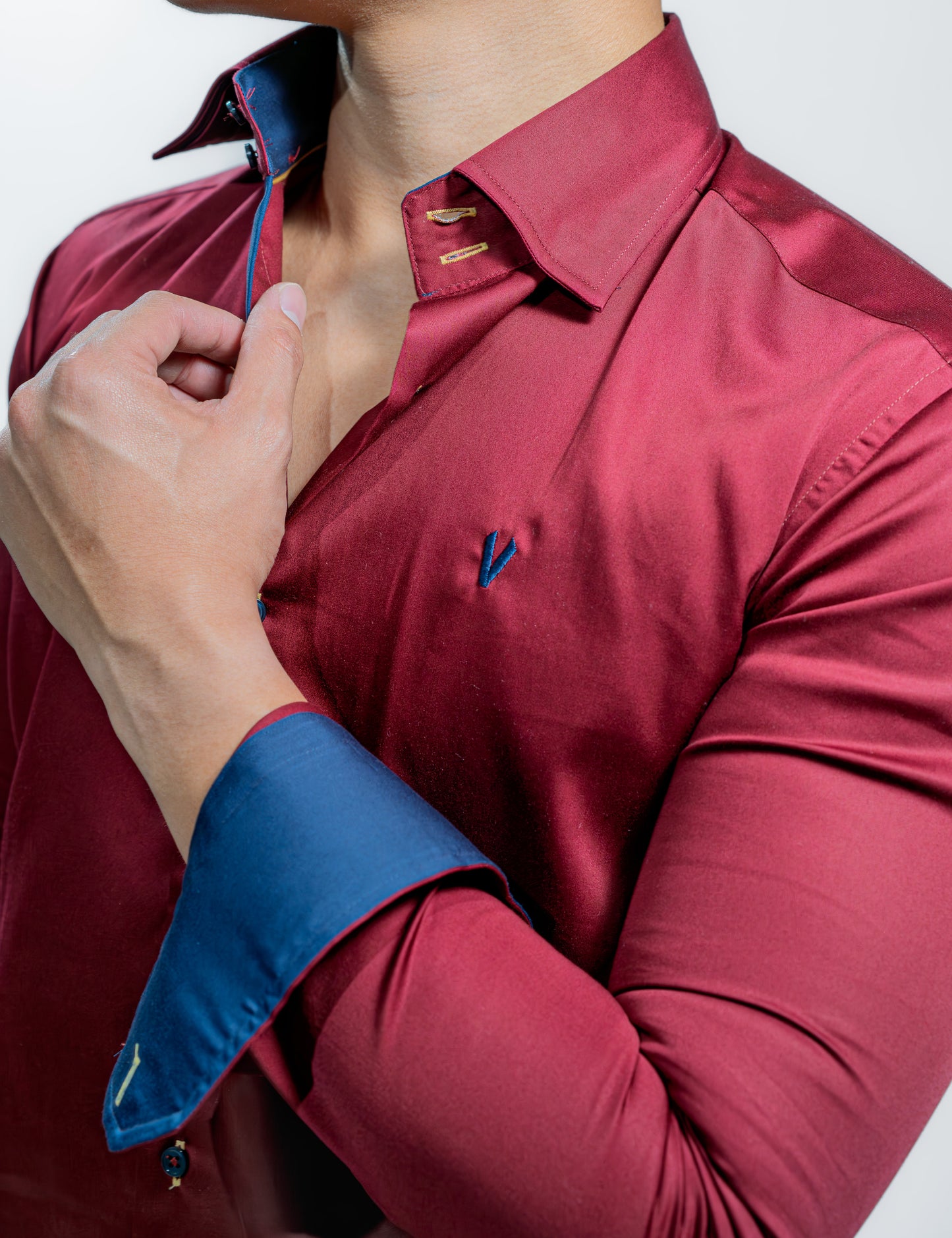 Men’s Burgundy Satin Wedding Party Shirt