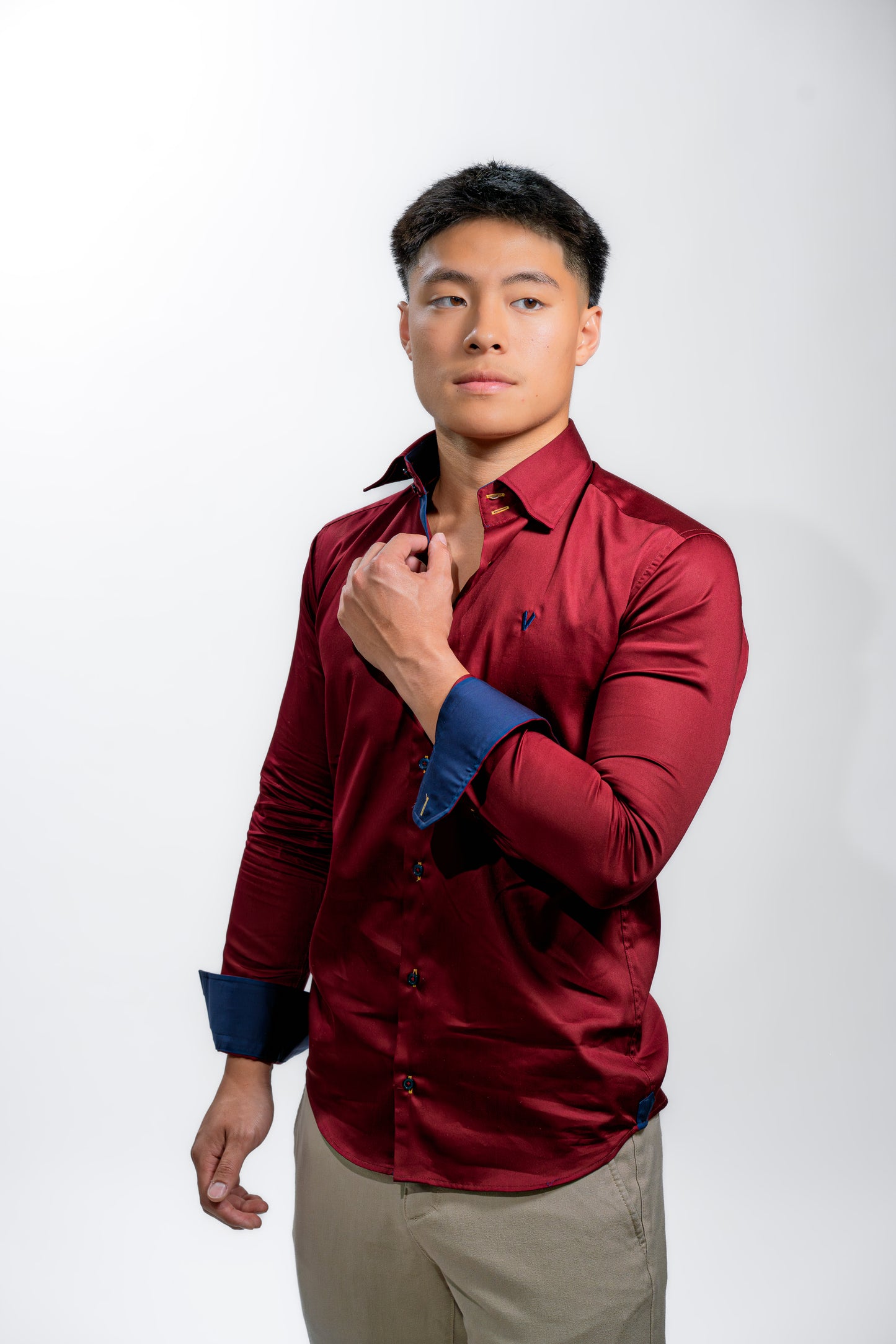 Men’s Burgundy Satin Wedding Party Shirt