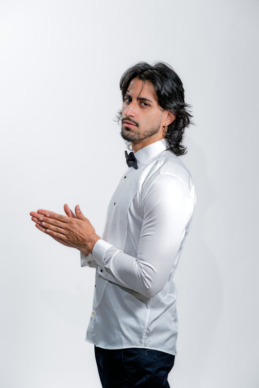 Men’s White Tuxedo Wedding Dress Shirt