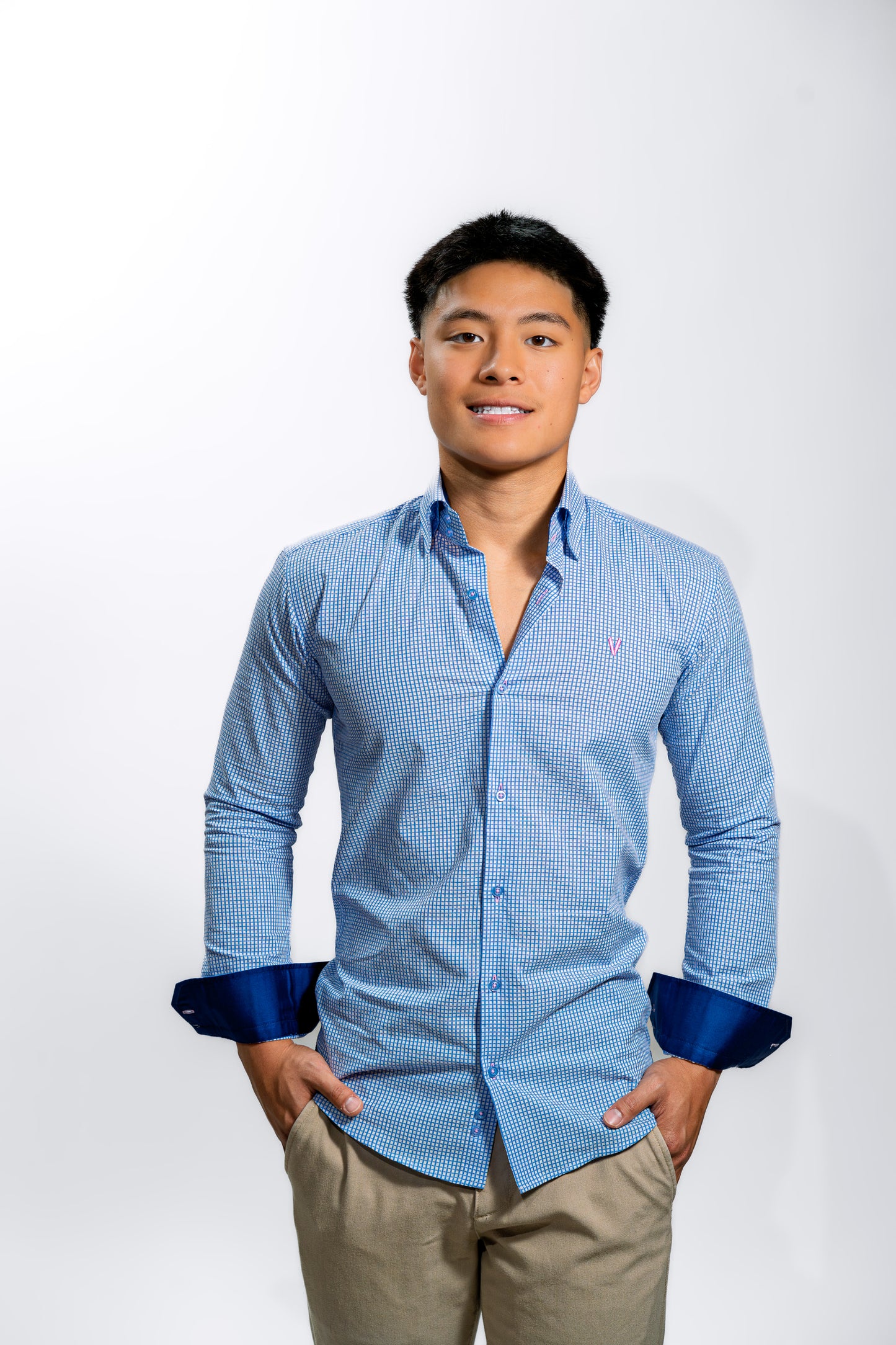 Men’s Blue Check Slim Fit Boardroom Shirt
