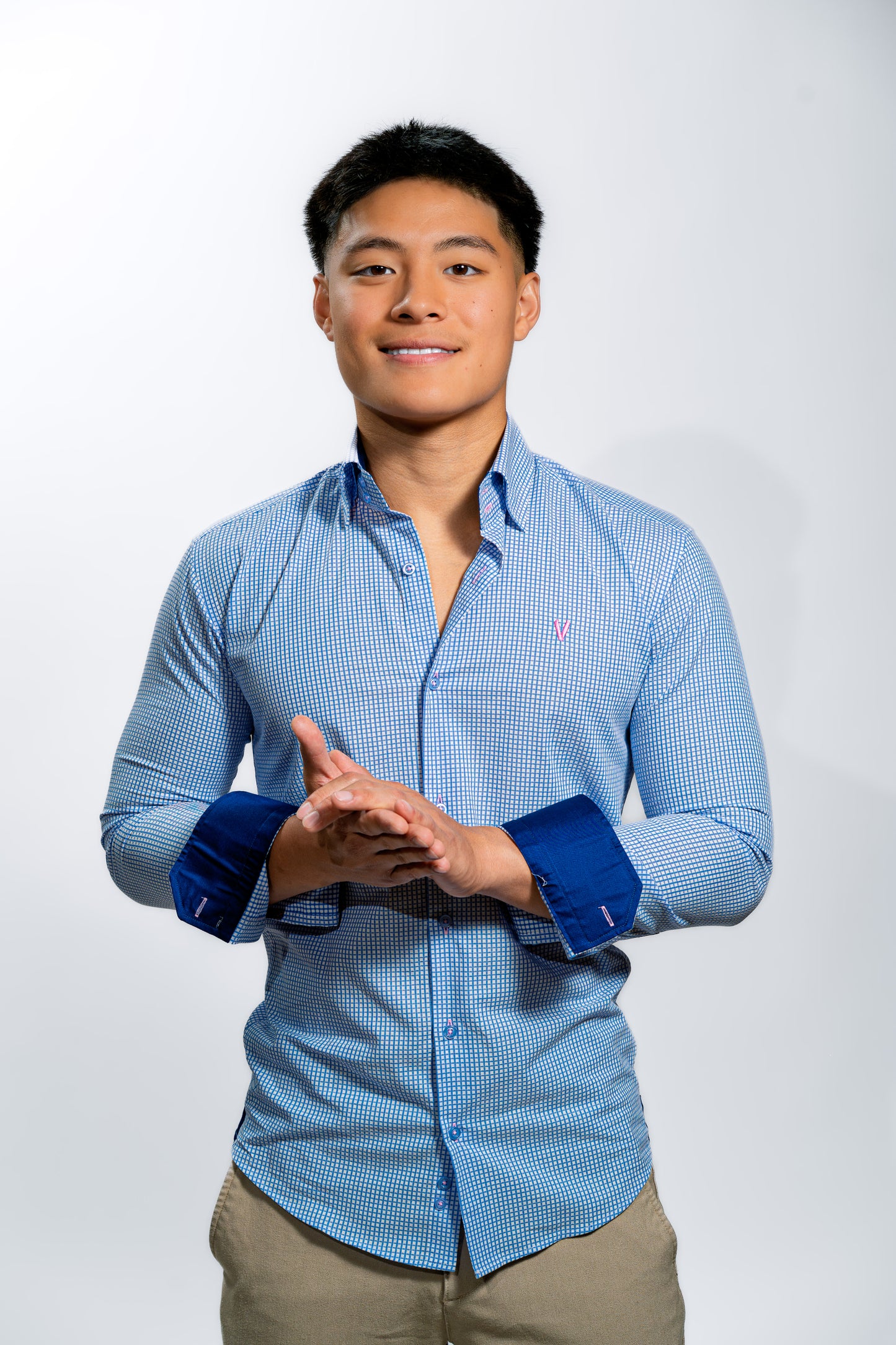 Men’s Blue Check Slim Fit Boardroom Shirt