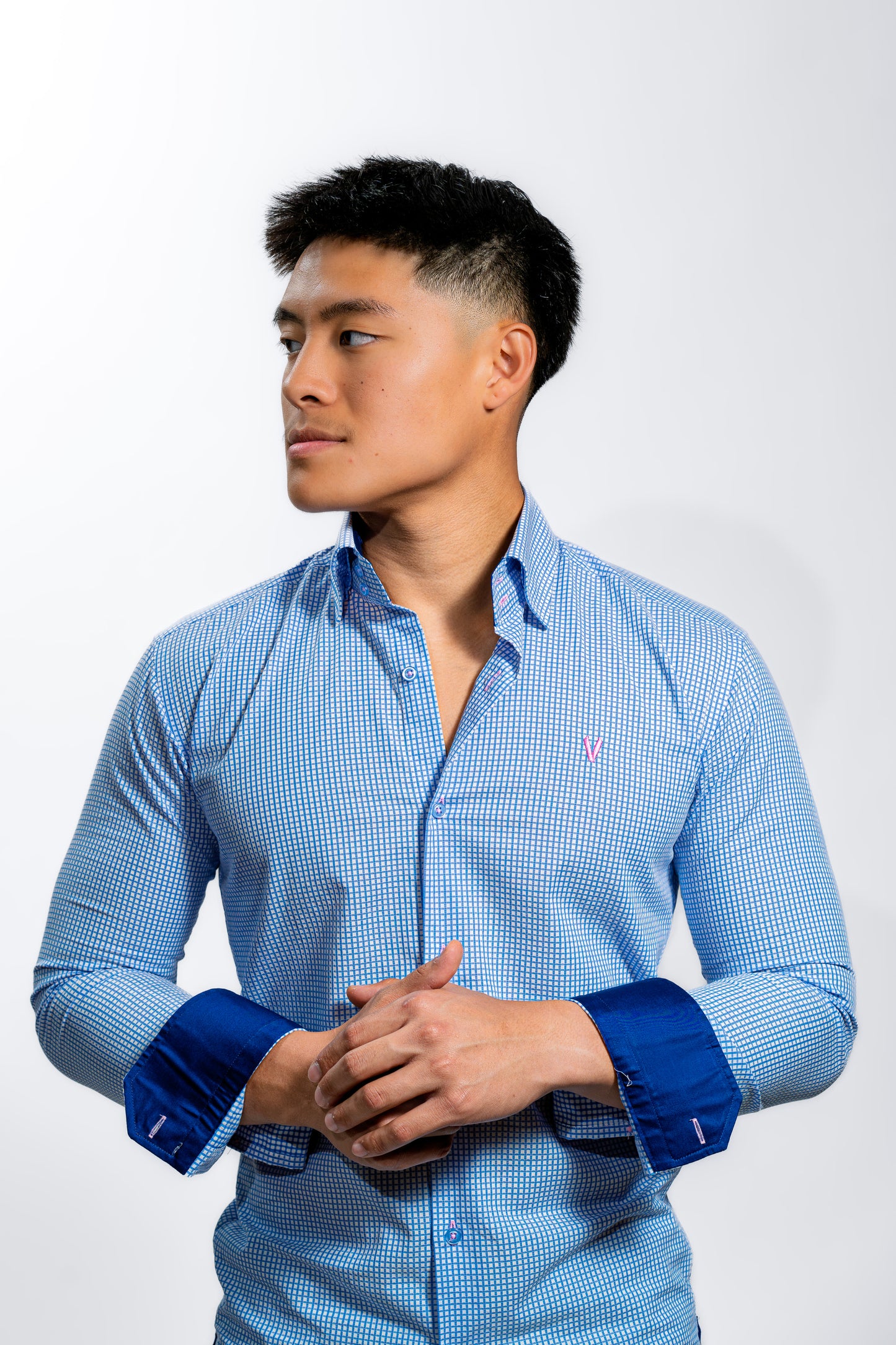 Men’s Blue Check Slim Fit Boardroom Shirt