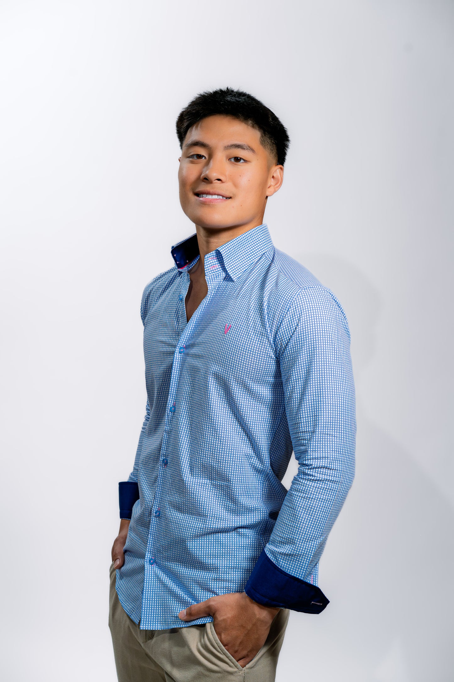 Men’s Blue Check Slim Fit Boardroom Shirt