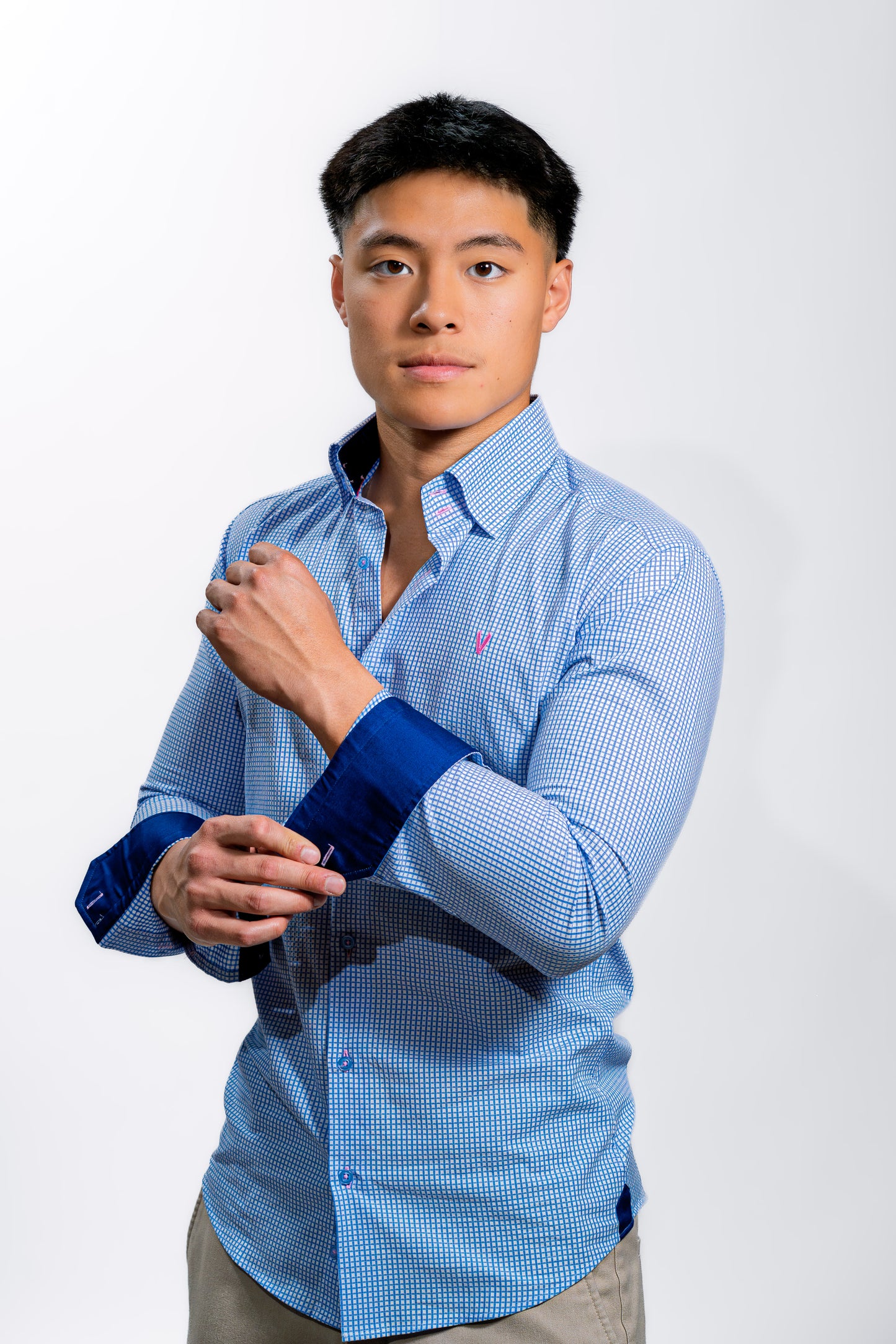 Men’s Blue Check Slim Fit Boardroom Shirt