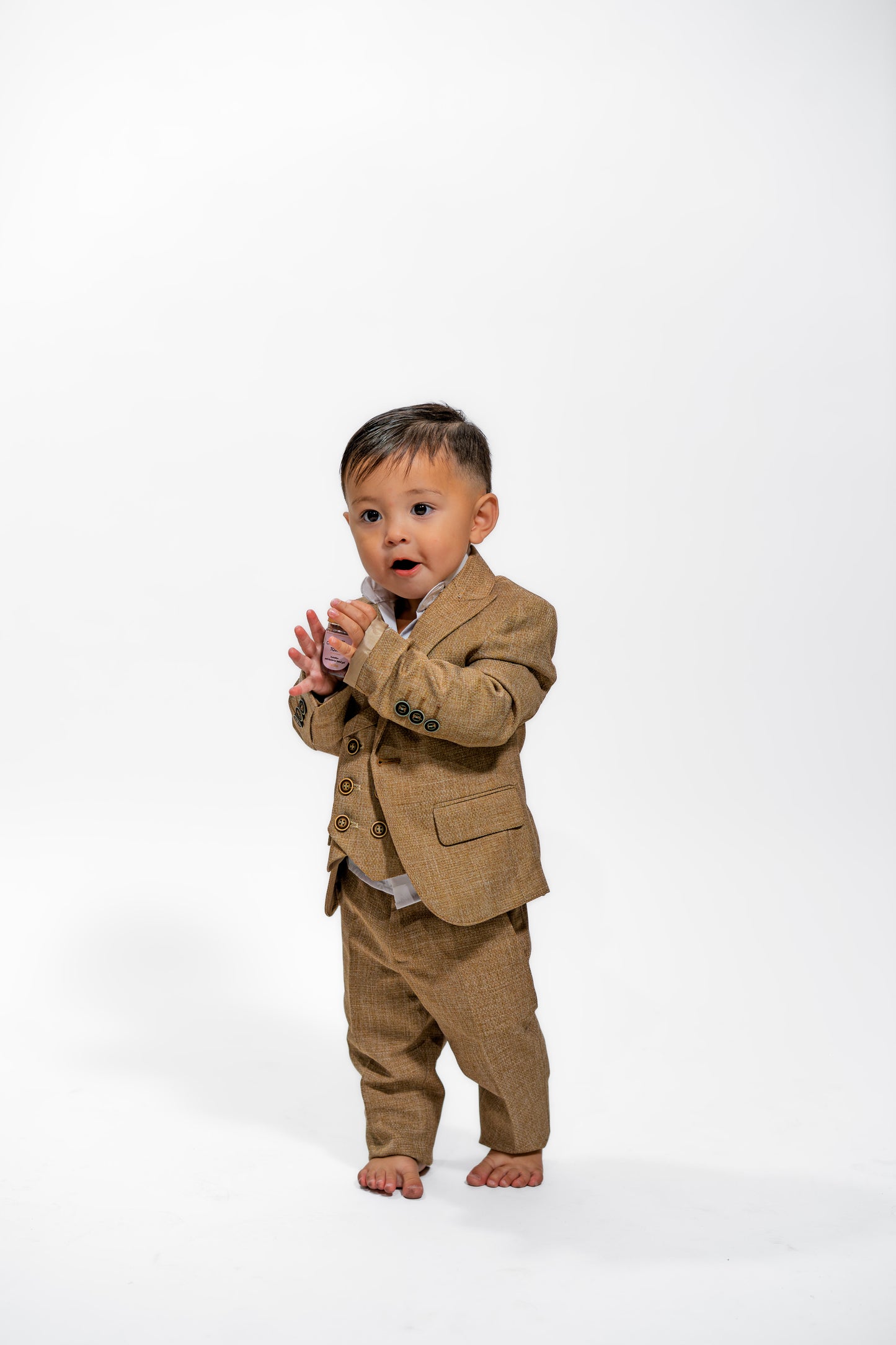 Toddler Boys Beige Wedding Suit Set