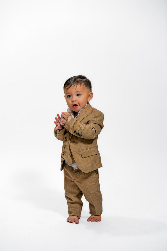 Toddler Boys Beige Wedding Suit Set