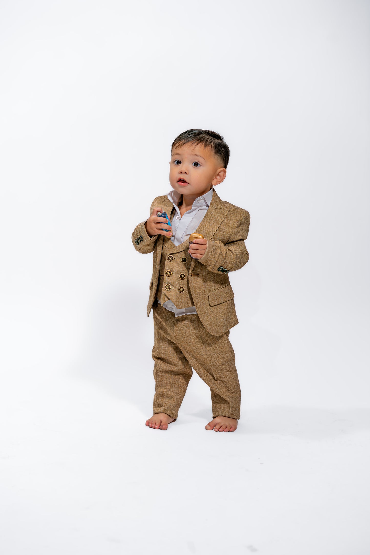 Toddler Boys Beige Wedding Suit Set