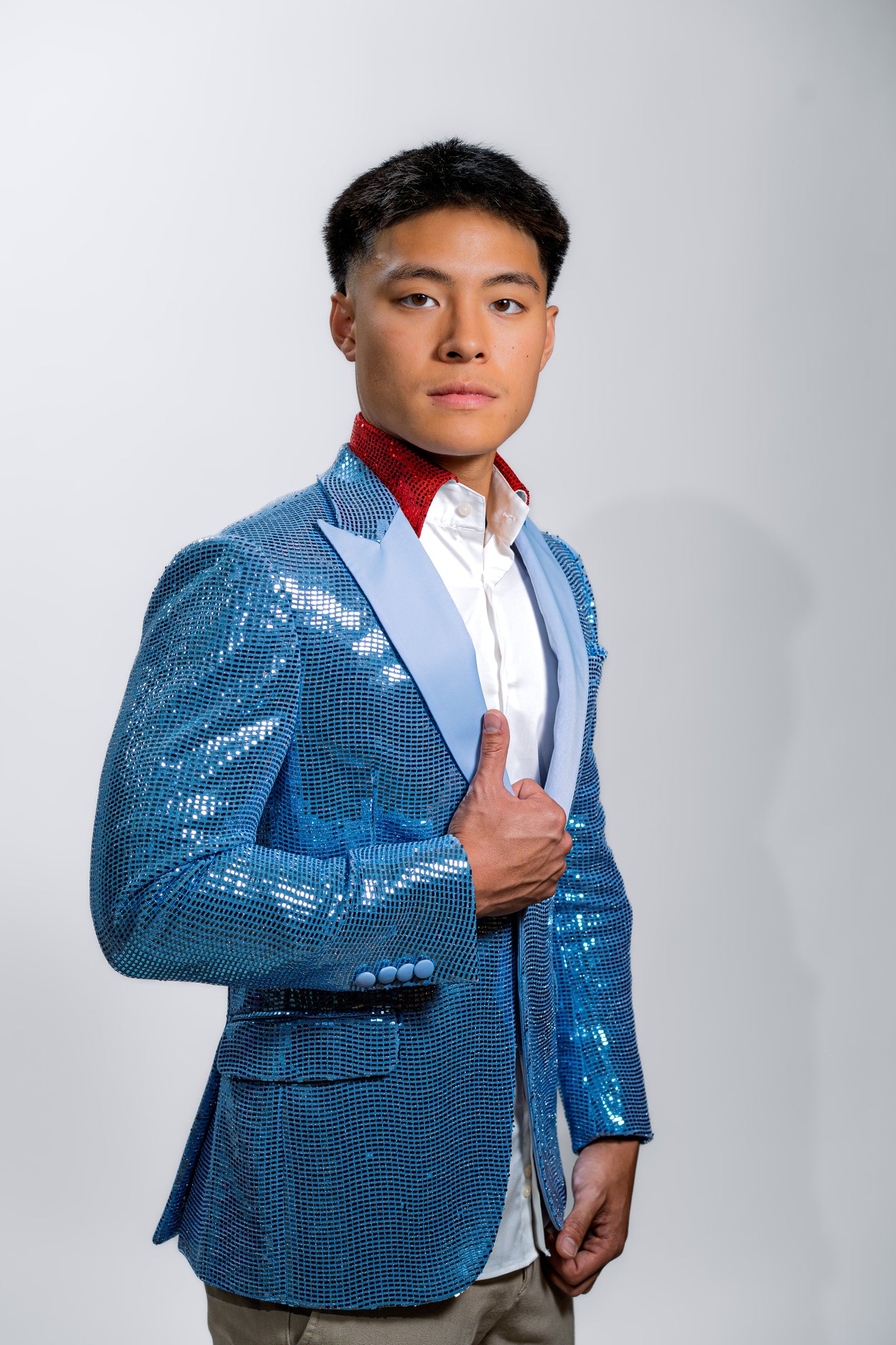 Men’s Blue Sequin Festive Blazer