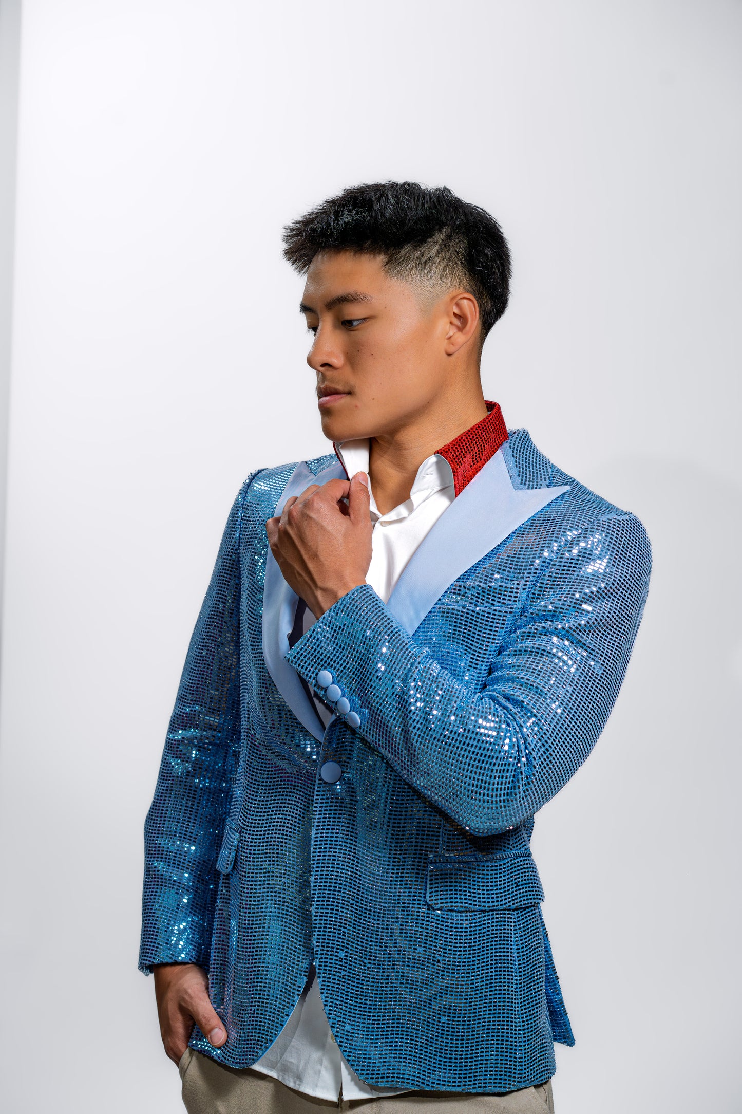 Men’s Blue Sequin Festive Blazer