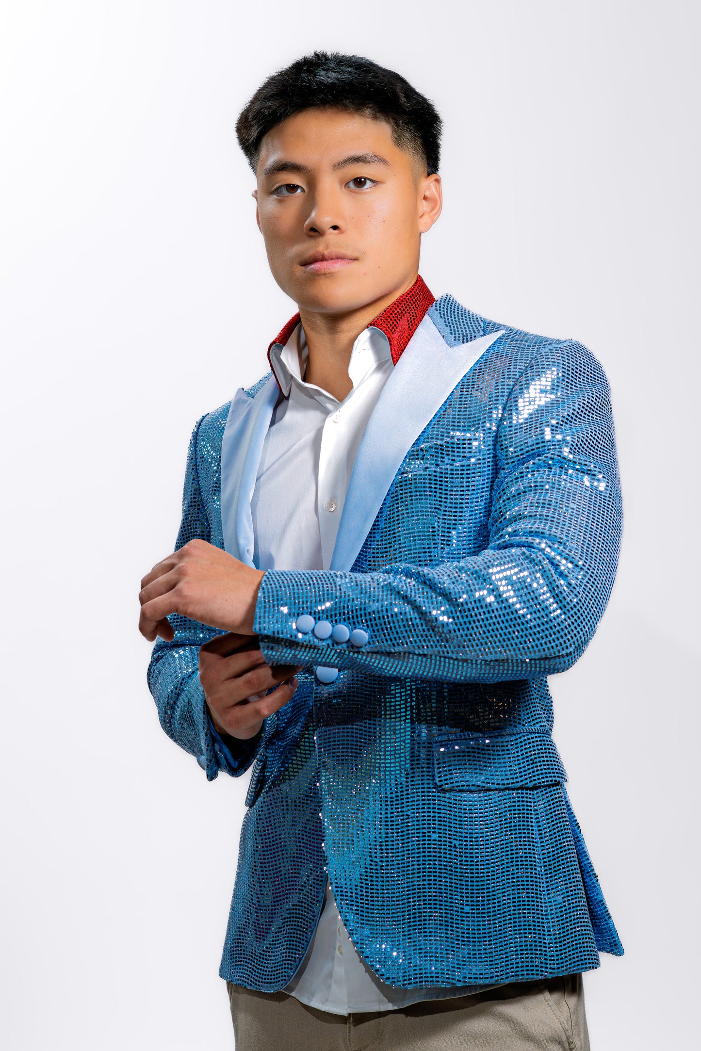 Men’s Blue Sequin Festive Blazer