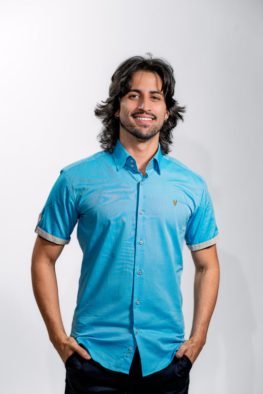 Men’s Aqua Blue Premium Party Shirt