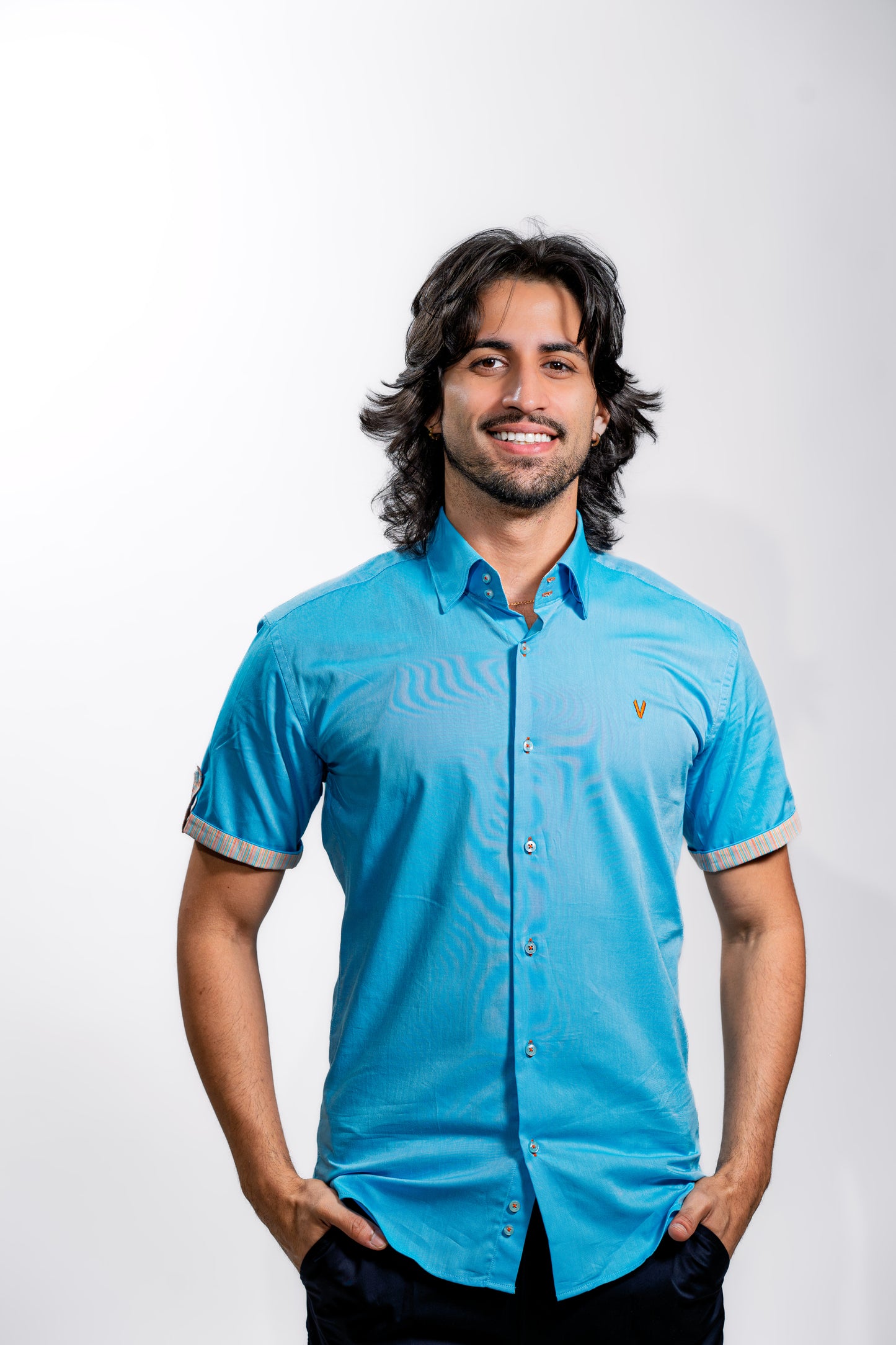 Men’s Aqua Blue Premium Party Shirt
