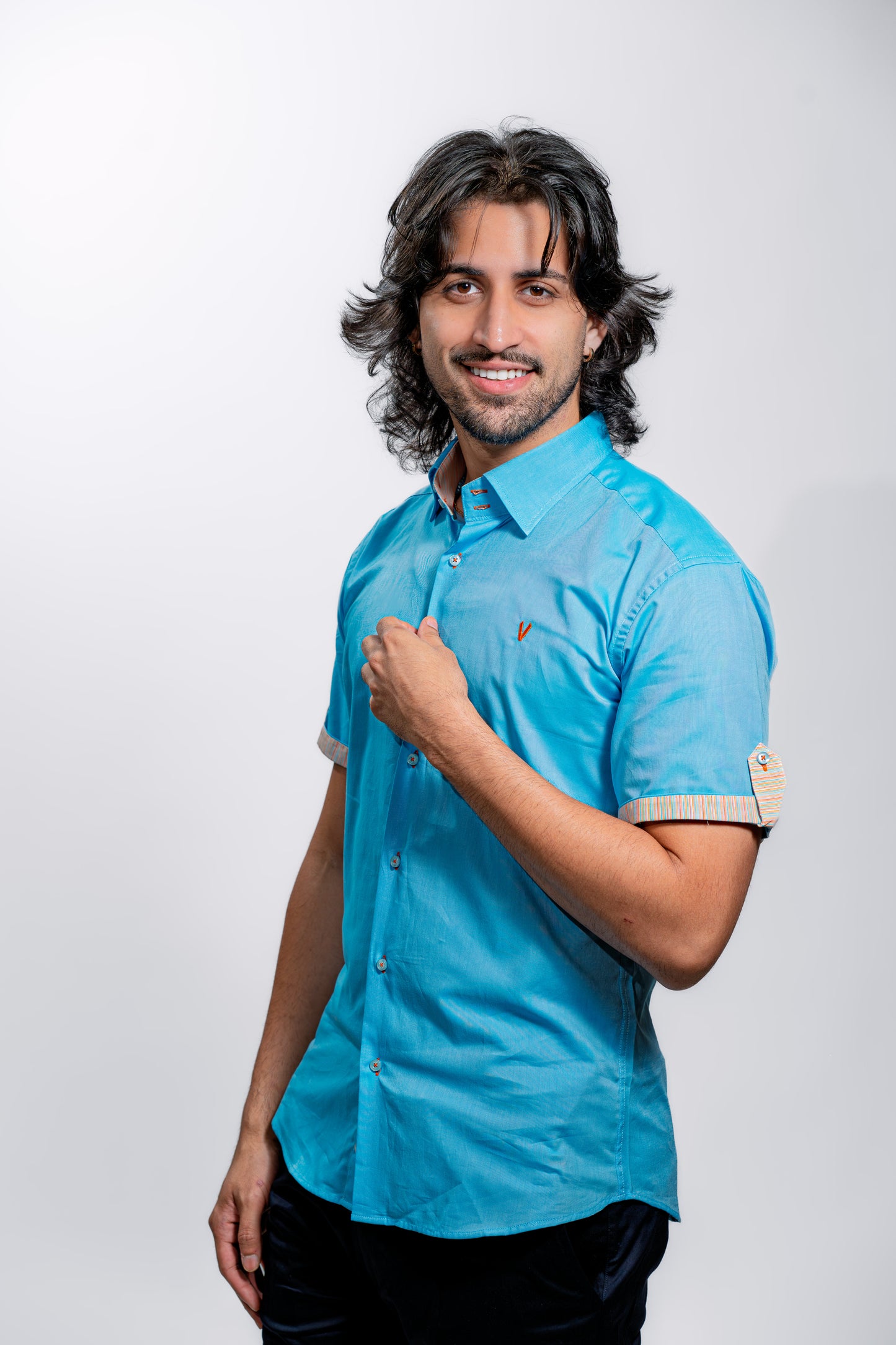 Men’s Aqua Blue Premium Party Shirt