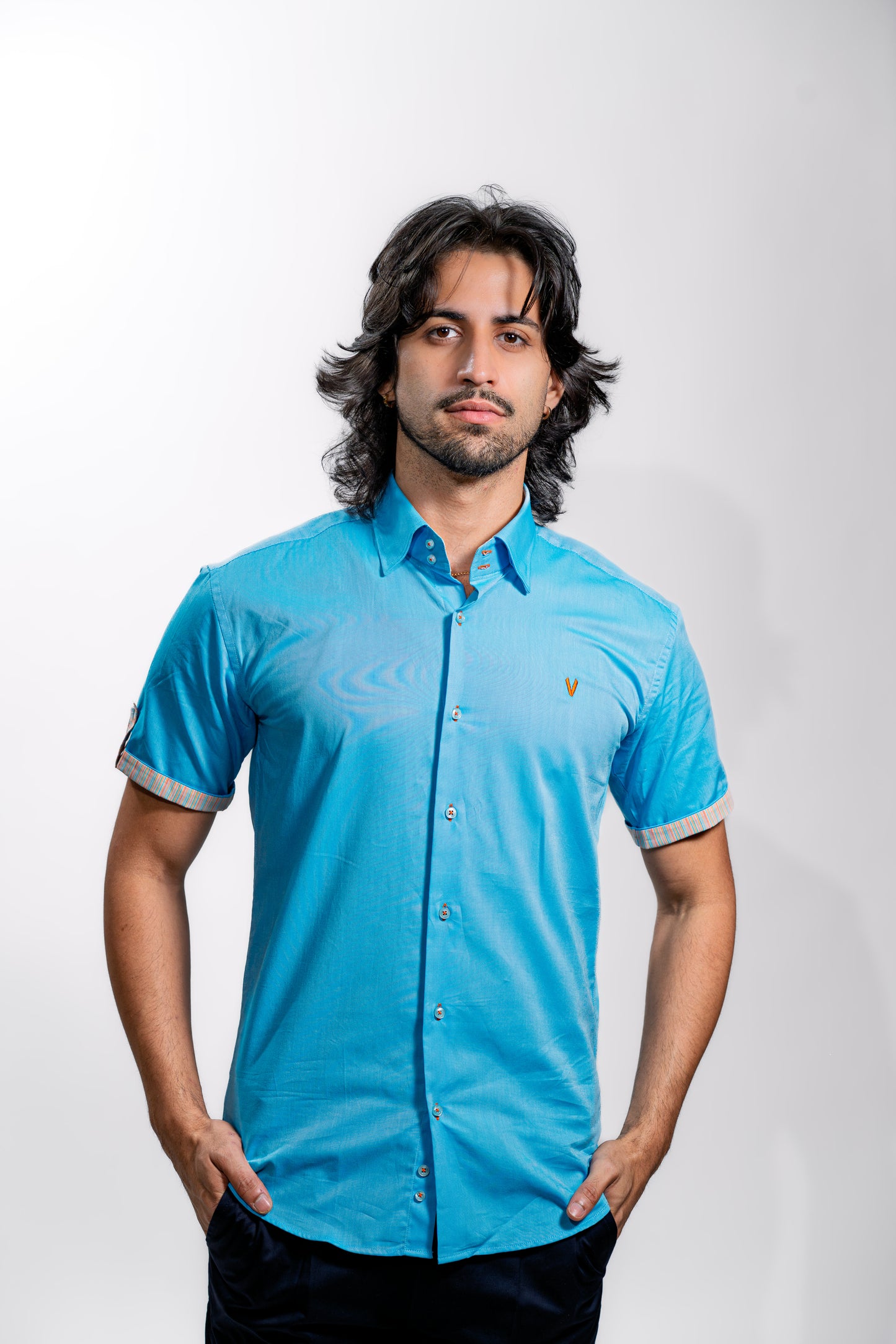 Men’s Aqua Blue Premium Party Shirt