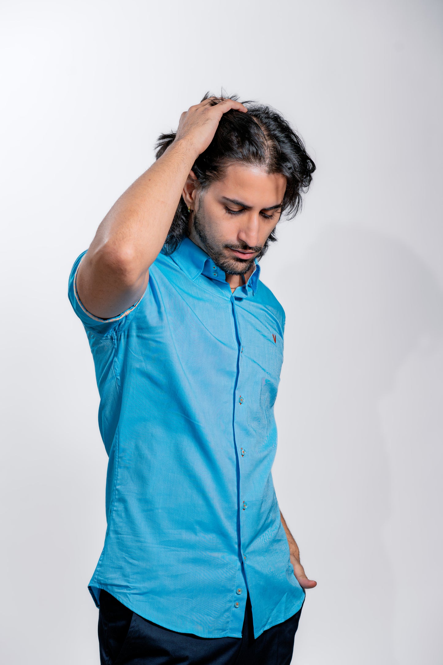 Men’s Aqua Blue Premium Party Shirt