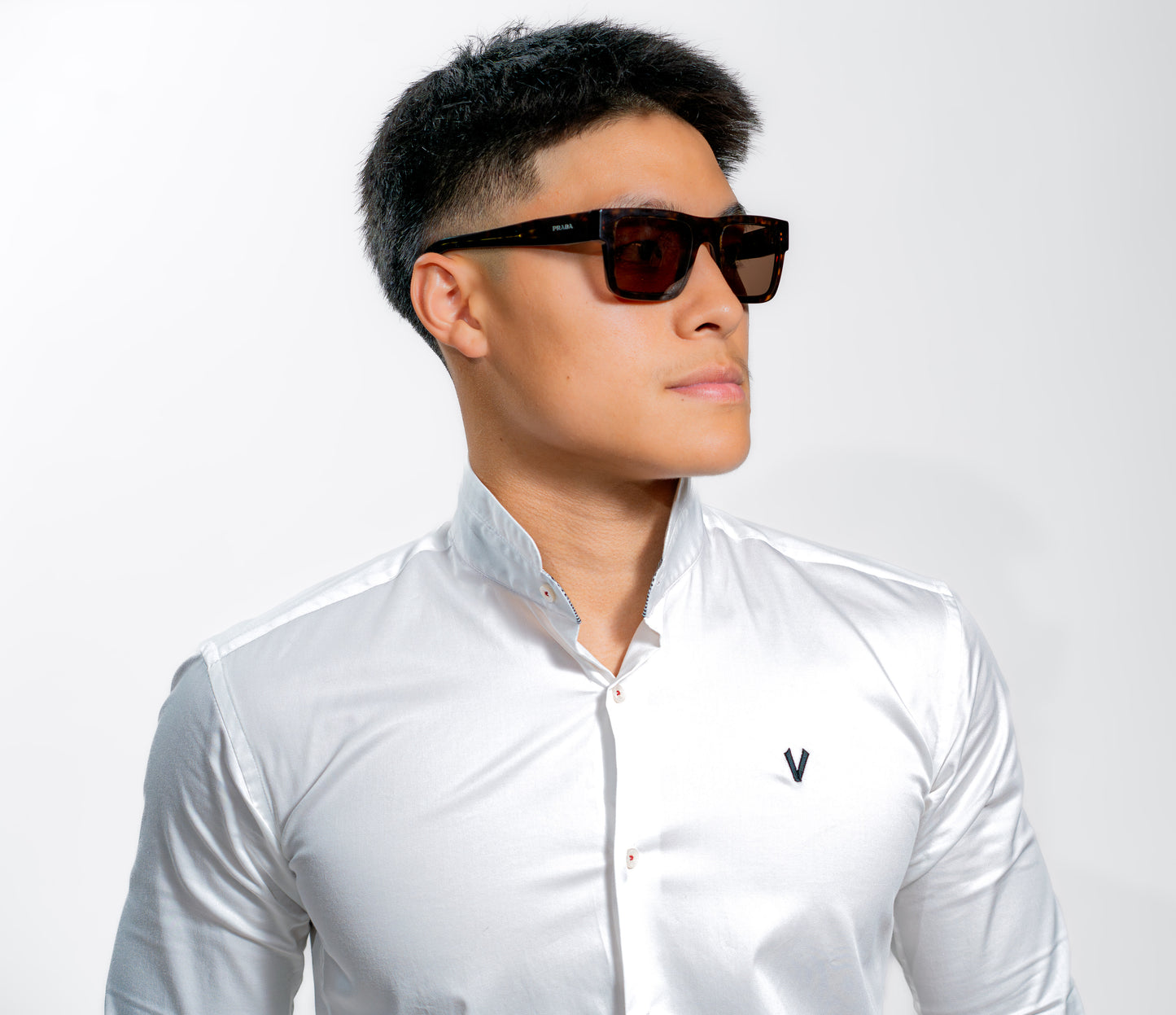 Men’s White Mandarin Collar Formal Shirt