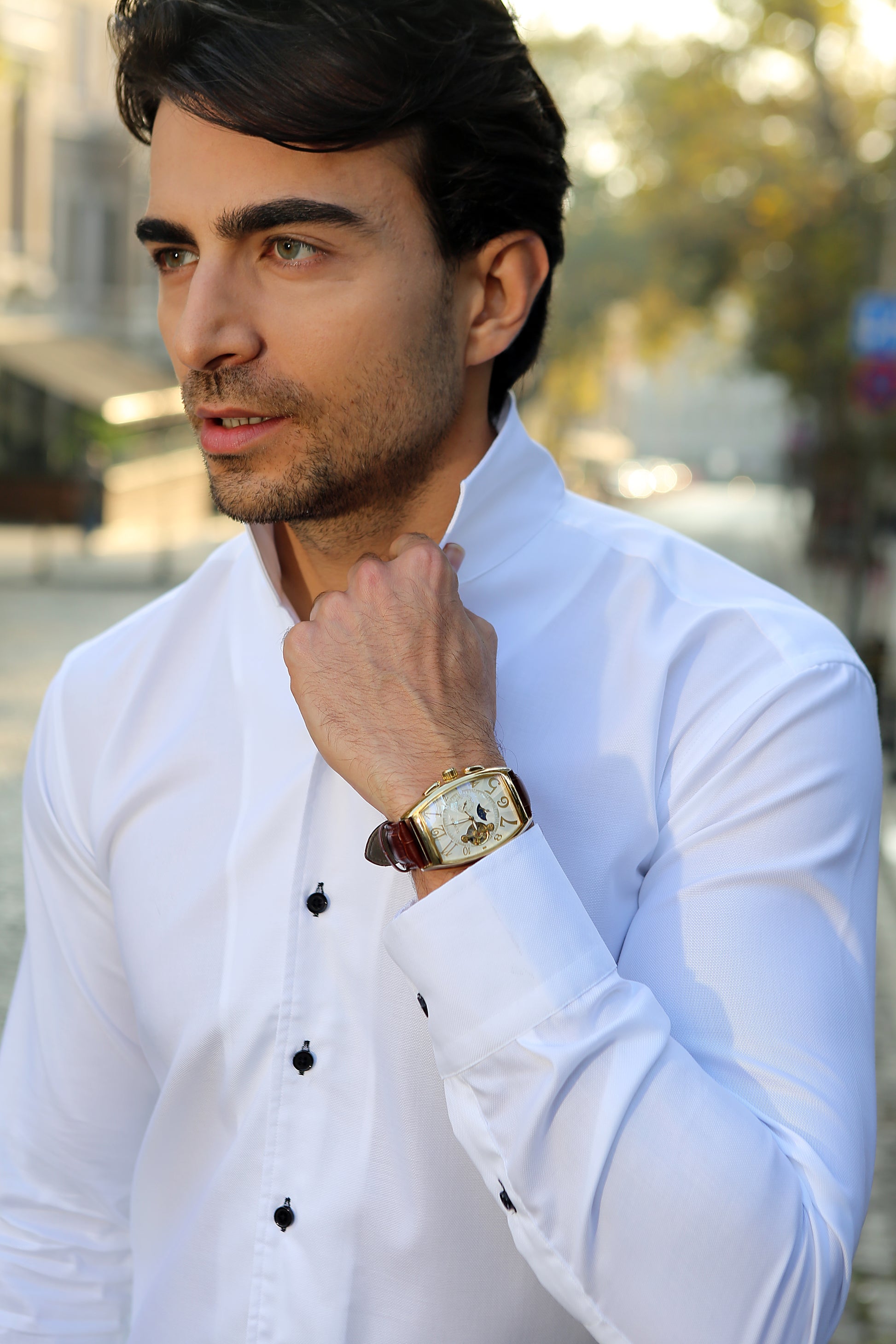 Signature White Fly Collar Dress Shirts for Men