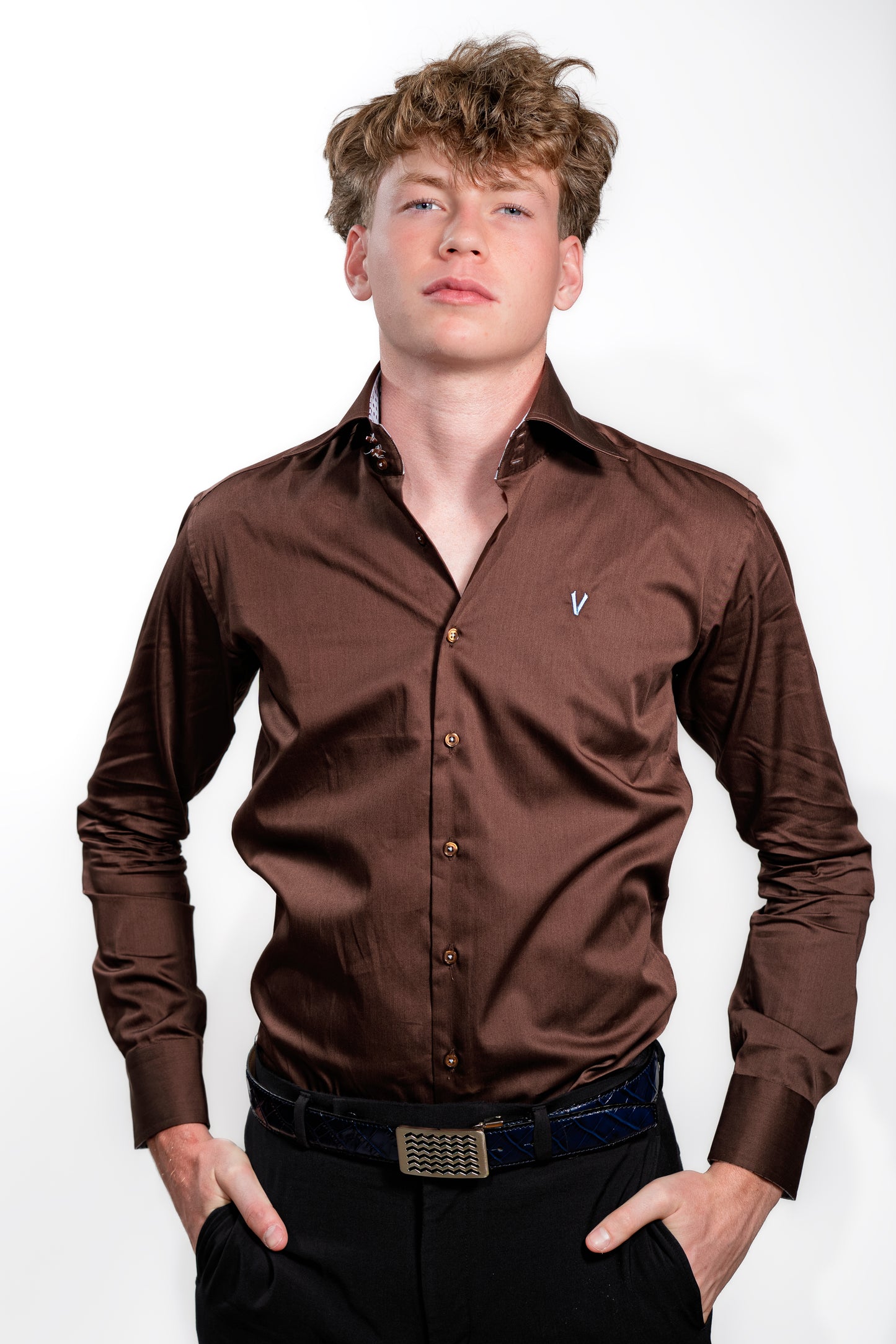 Valnti Modern Brown Button-Up Shirt