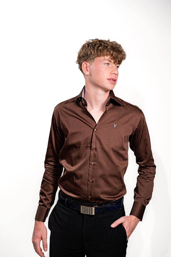 Valnti Modern Brown Button-Up Shirt