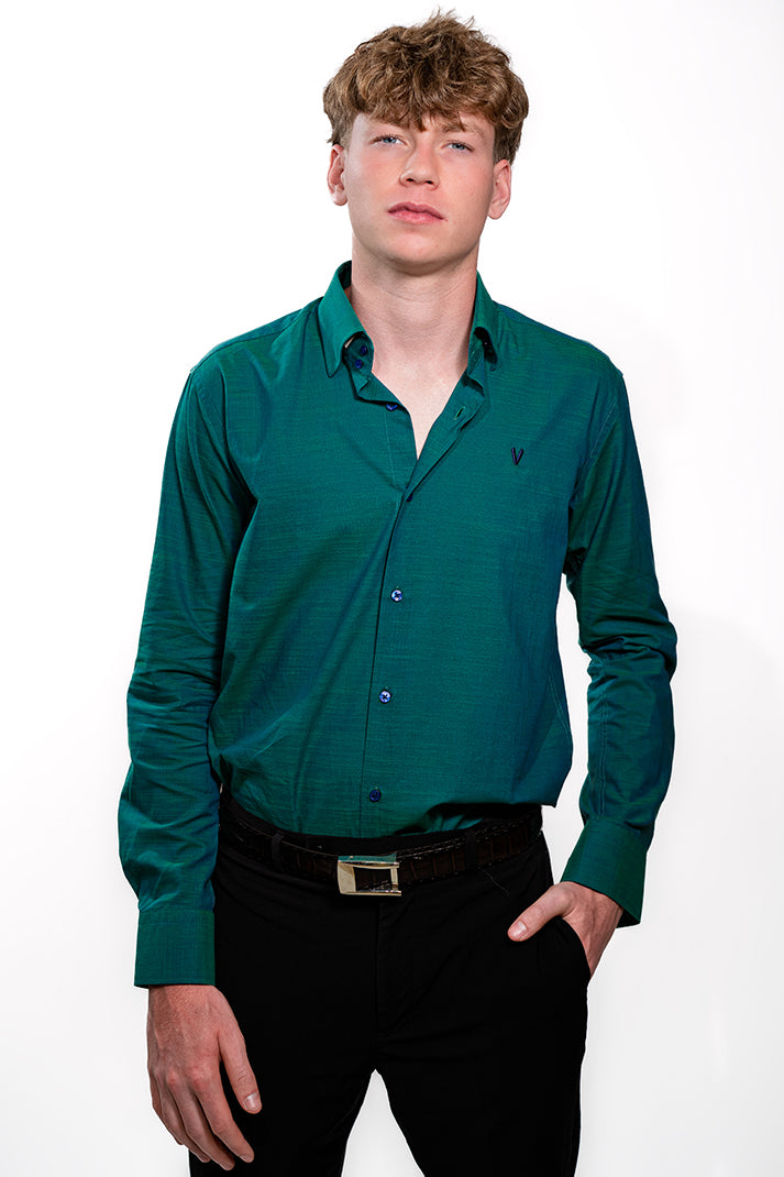 Valnti Teal Long-Sleeve Button-Up Shirt