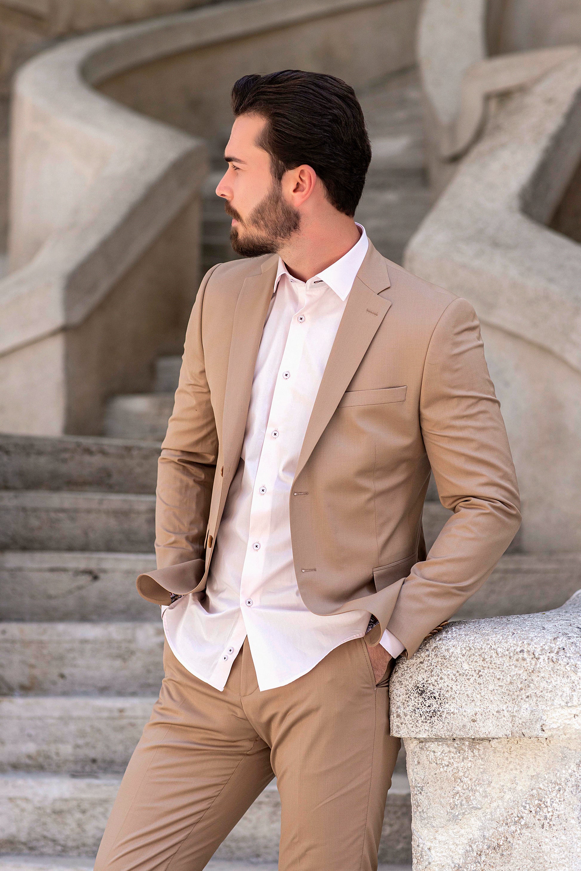 Signature Pink Slim Fit Cream Dress Shirts Elegant Style Valnti Signature Pink Slim Fit Cream Dress Shirts Elegant Style Valnti
